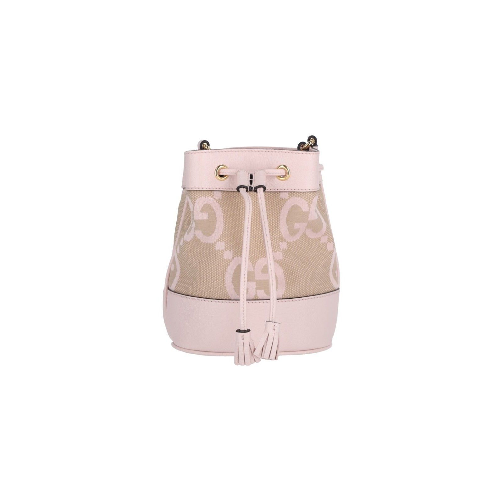GUCCI Ophidia Mini Pink Jumbo GG Canvas/Leather Bucket Bag N