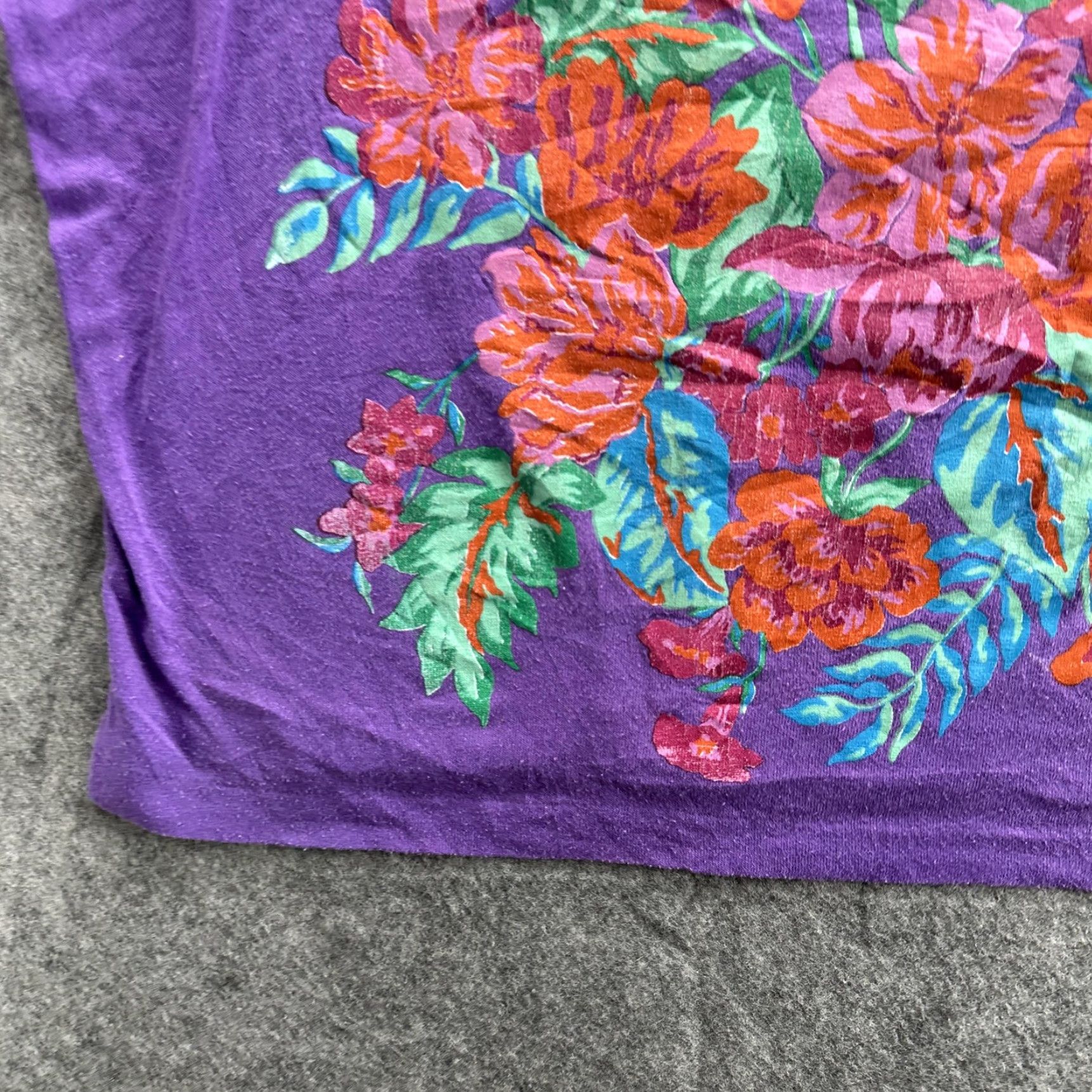 Vintage VINTAGE Blue Cabana Shirt Womens Medium Purple Floral Graphic Oversized 90s Tee Size L / US 10 / IT 46 - 5 Thumbnail