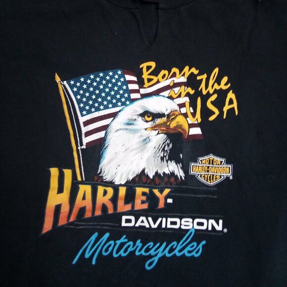 Harley Davidson × Vintage Vintage Harley-Davidson Eagle Born In USA T-Shirt Size US L / EU 52-54 / 3 - 1 Thumbnail