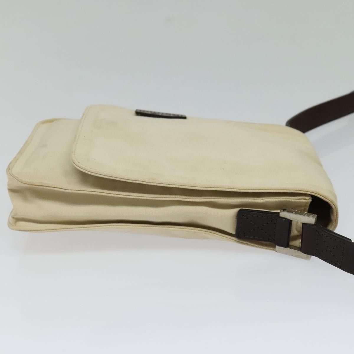 FENDI Shoulder Bag Canvas White Silver