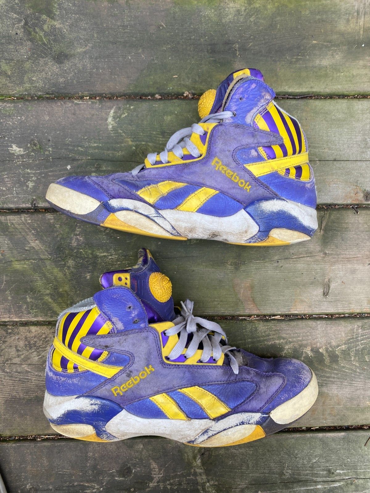 Reebok Vintage Reebok Retro Pump Shaq Attaq LSU Lakers Purple Yell Size US 10 / EU 43 - 4 Thumbnail