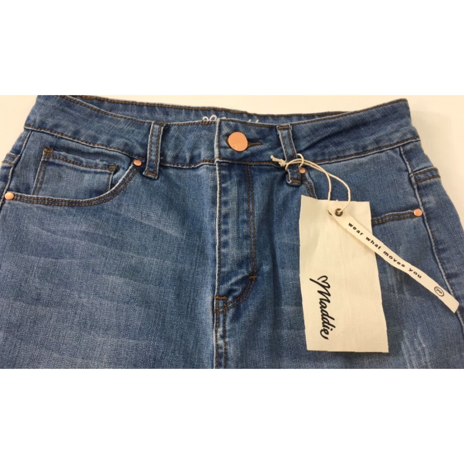 Vintage Maddie Jeans Womens Juniors 7 Blue Skinny Denim High Rise Distressed Pocket Size 28" / US 6 / IT 42 - 2 Thumbnail