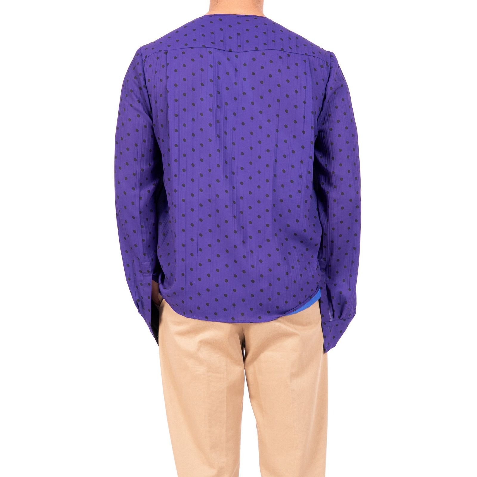 Haider Ackermann SS18 Ruffle Shirt in Purple Dottet Silk Size US S / EU 44-46 / 1 - 5 Thumbnail