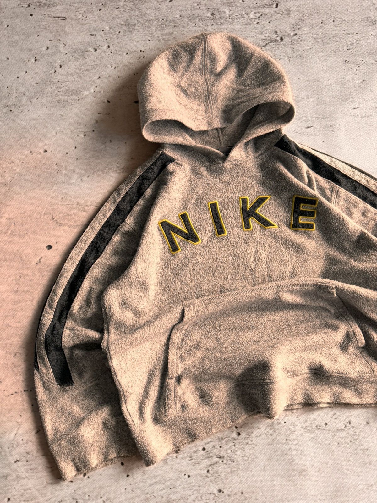 NIKE TEDDY FLEECE VINTAGE CENTER LOGO OVERSIZE BOXY HOODIE