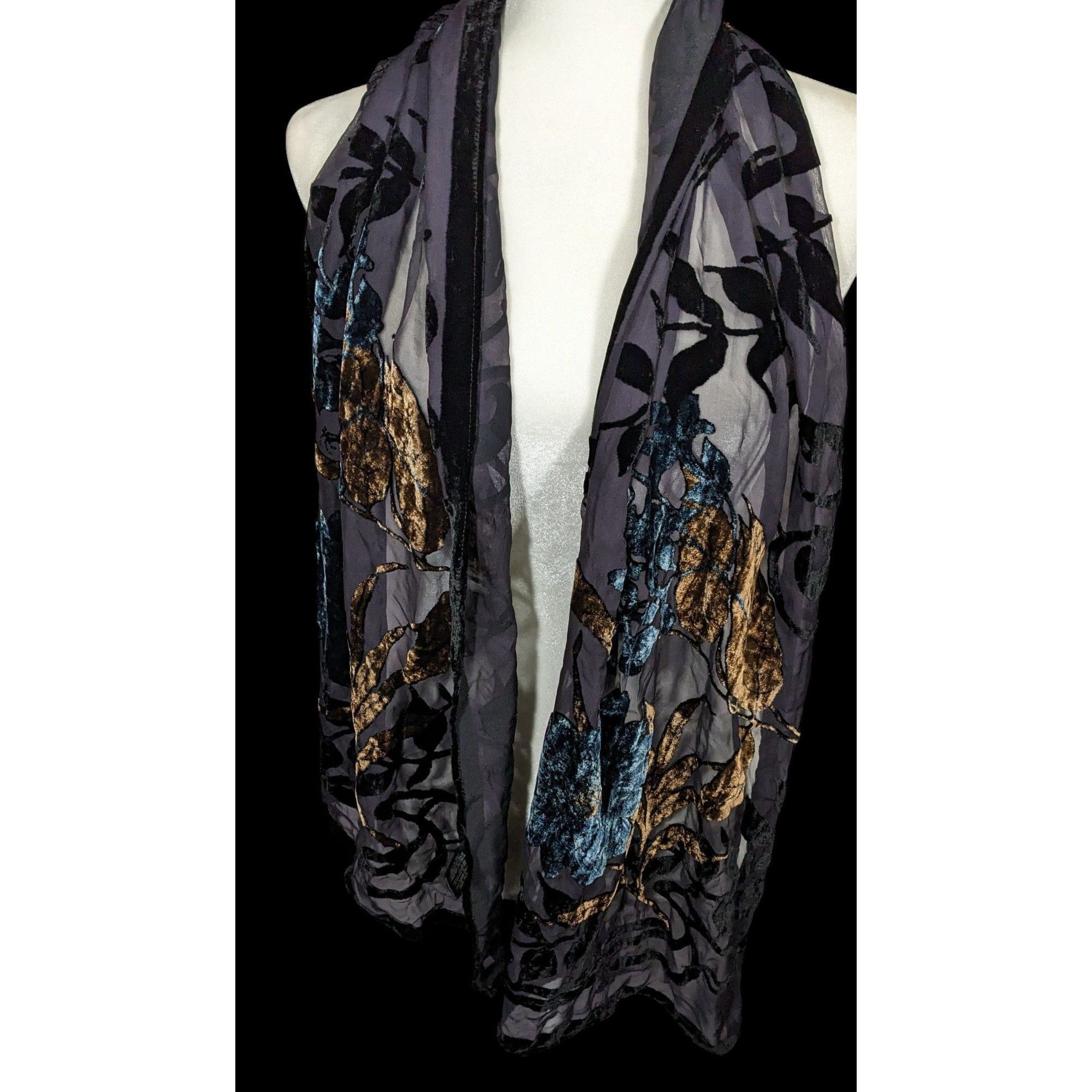 Other Vintage Italian Multi-Tone Velvet Burnout Scarf Size ONE SIZE - 4 Thumbnail