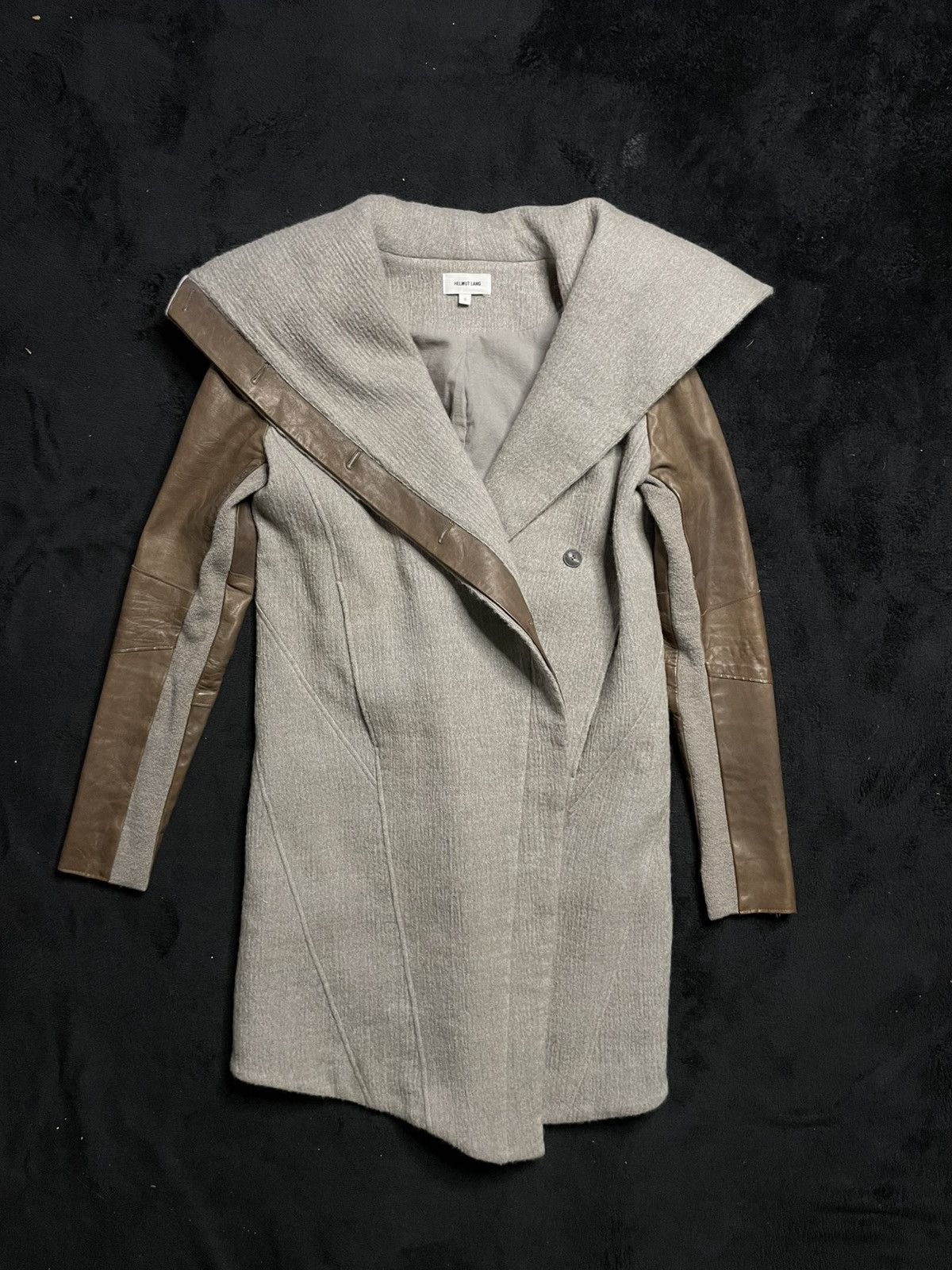 Helmut Lang Archive 2012 Helmut Lang Coat Leather Sleeve Woman‘s Size S Size S / US 4 / IT 40 - 1 Thumbnail
