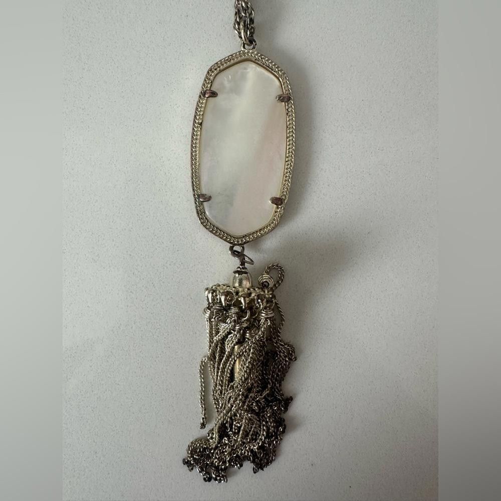 Designer Kendra Scott Rayne Ivory Mother of Pearl Long Gold Necklace Size ONE SIZE - 4 Thumbnail