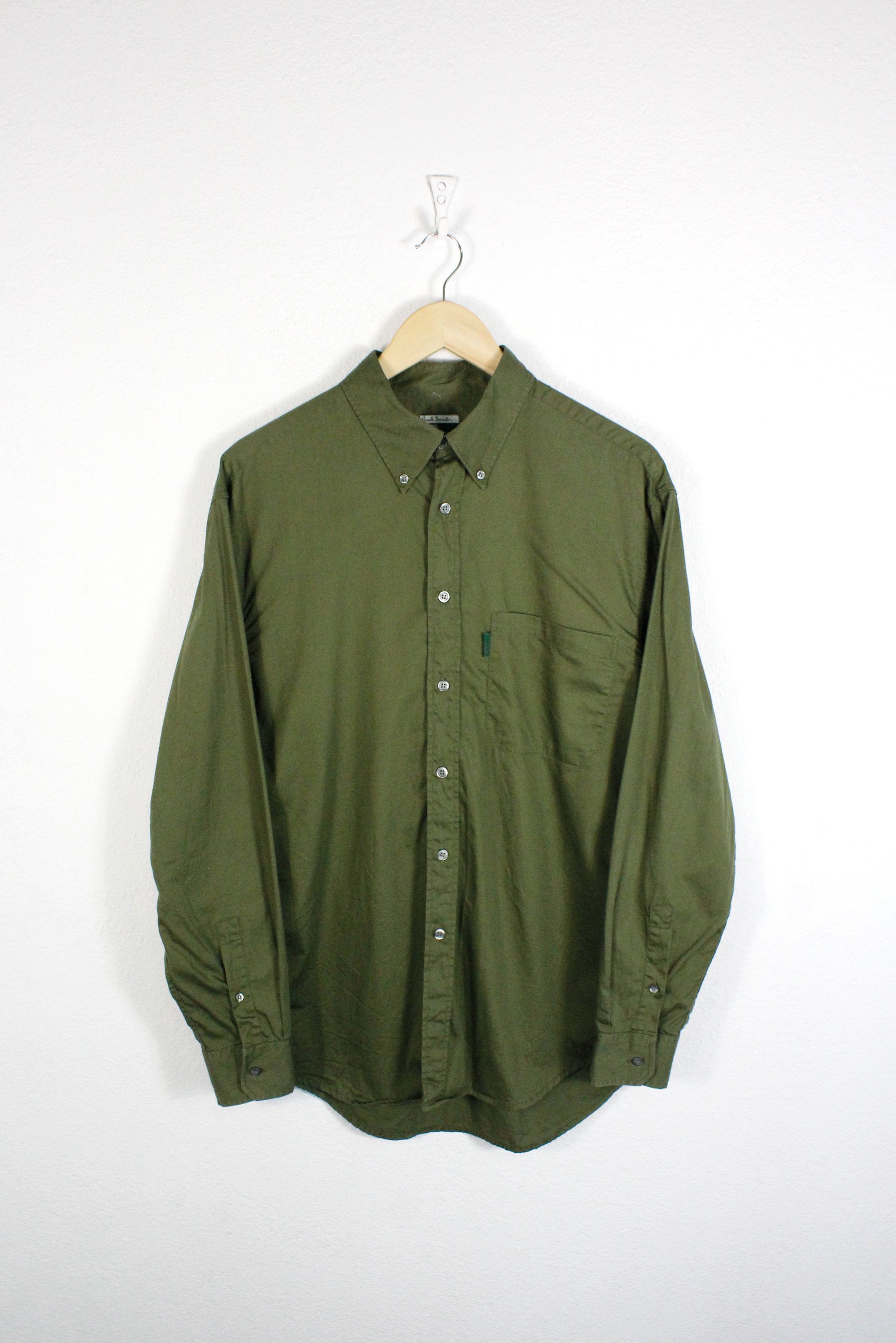 Paul Smith Vintage Paul Smith Pocket Logo Army Green Oxford Shirt L/XL Size US L / EU 52-54 / 3 - 1 Thumbnail