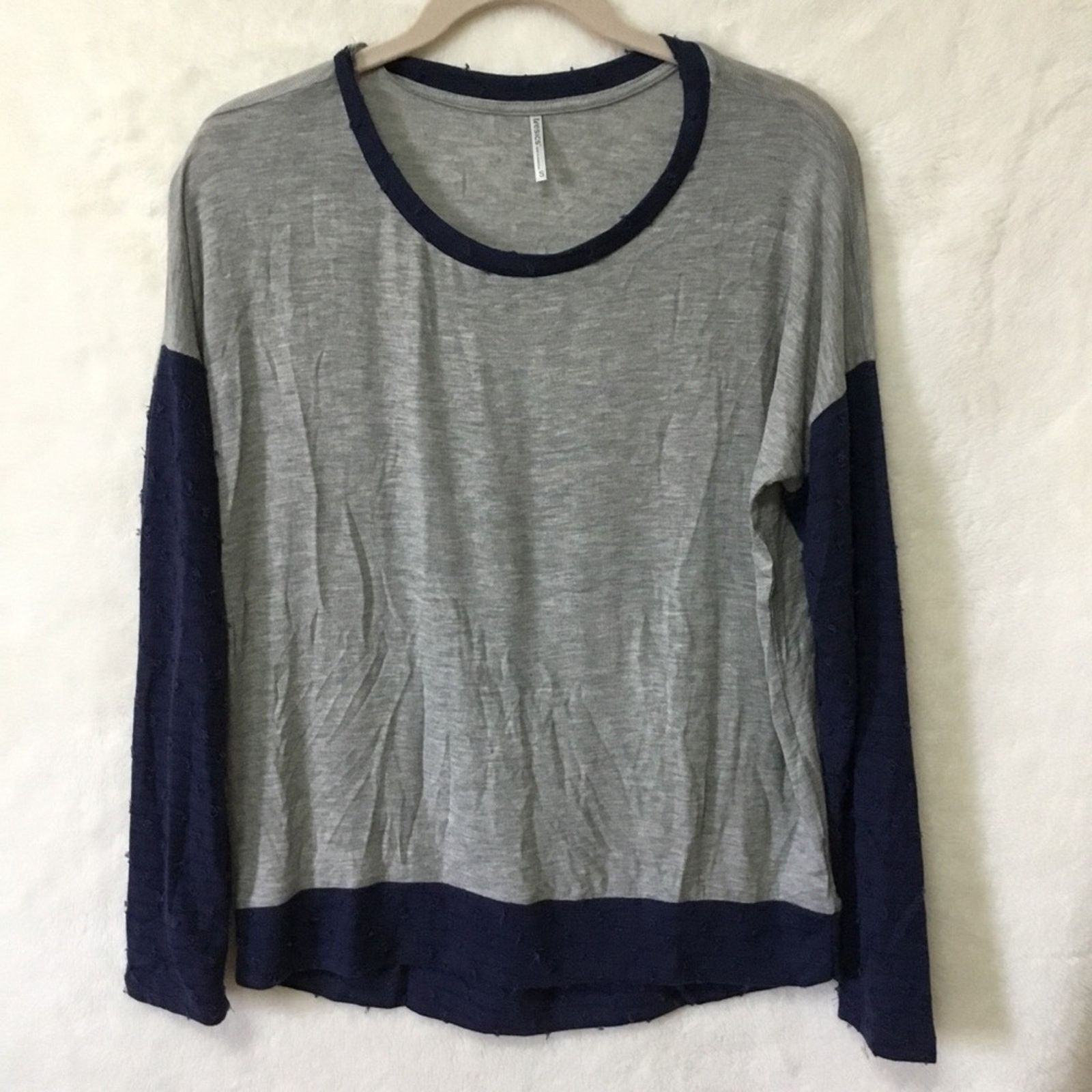 Other Gray Navy Lightweight Knit Distress Detailing Top Size S / US 4 / IT 40 - 1 Thumbnail