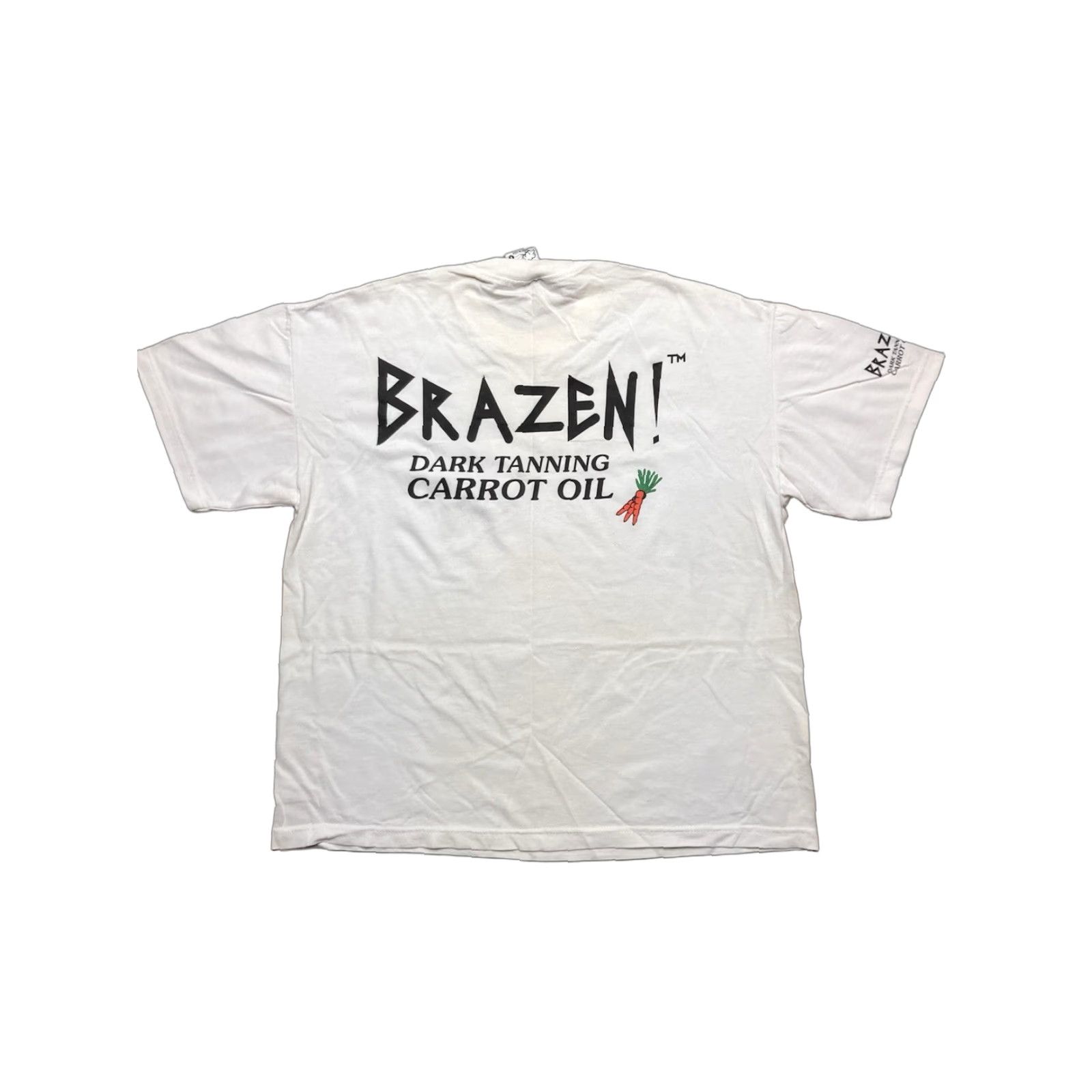 Vintage VINTAGE 90s Unbranded T-Shirt Mens Graphic 90s White XL Large Brazen dark tanning carrot oil skincare Size US L / EU 52-54 / 3 - 1 Thumbnail