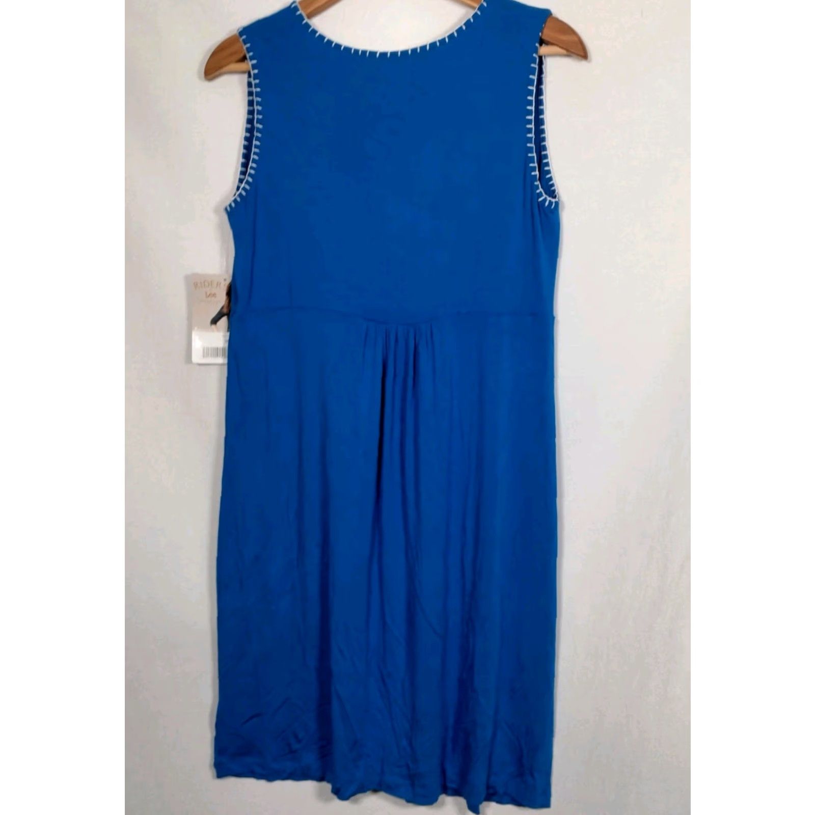 Vintage VINTAGE Riders By Lee Women's Dress Medium Sleeveless Boho Knit Embroidered Floral Royal Blue Summer Size M / US 6-8 / IT 42-44 - 2 Thumbnail