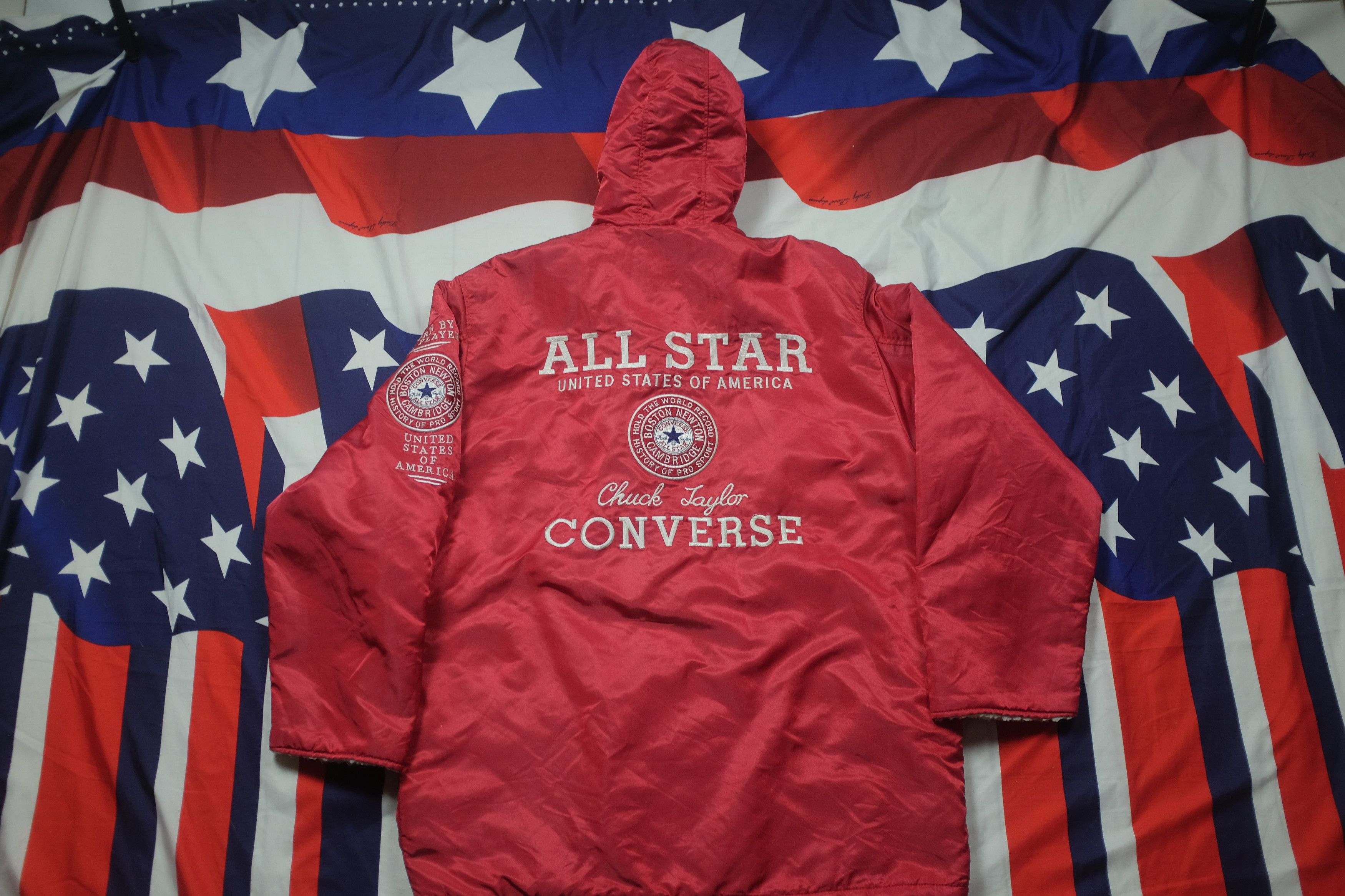 Converse Converse Bombers Sherpa Lining Hoodie Big Logo Jacket Red Size US L / EU 52-54 / 3 - 4 Thumbnail