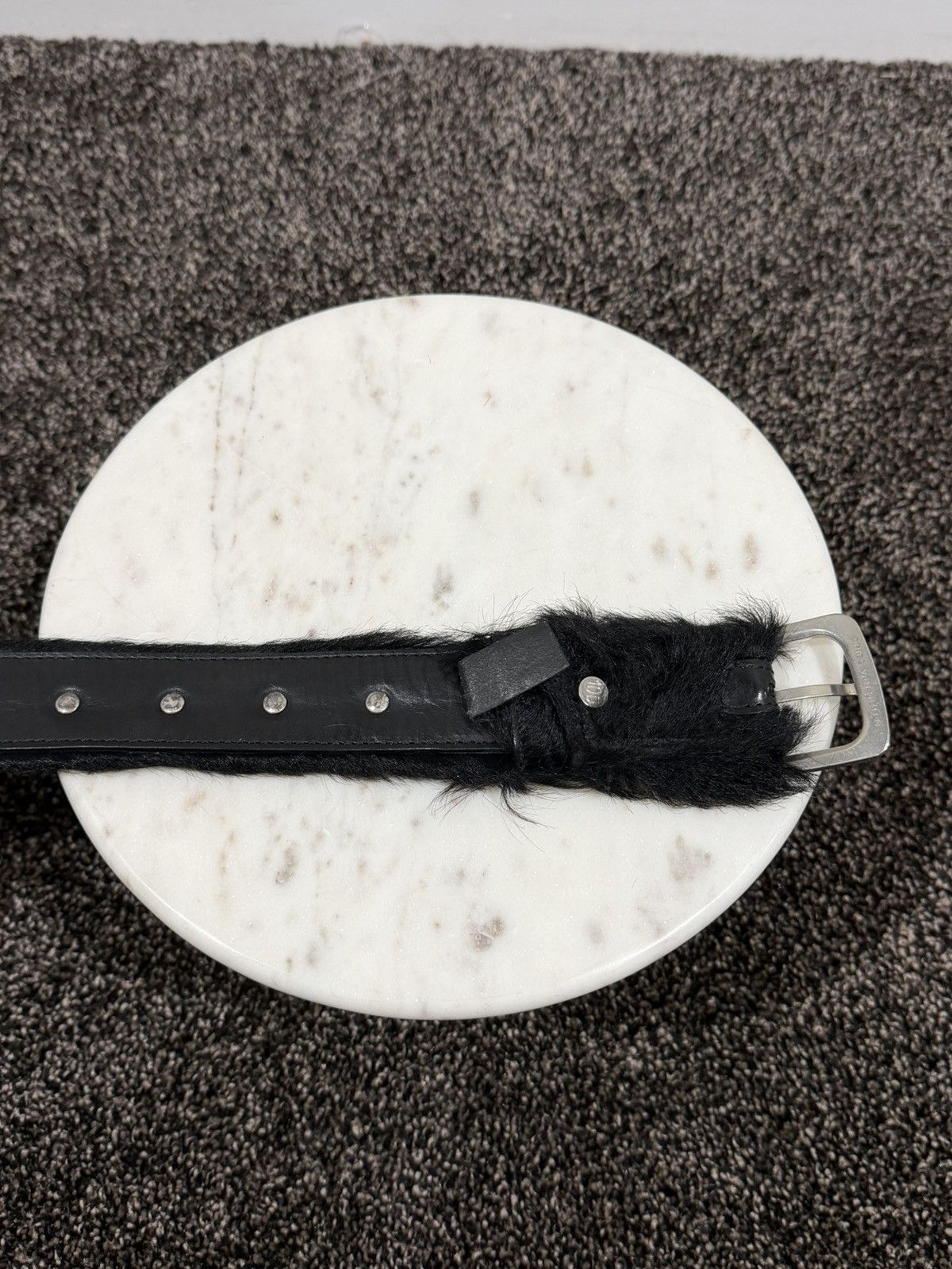 Dries Van Noten Dries Van Noten FW22 Black Fur Horsehair Studded Belt Size ONE SIZE - 3 Thumbnail