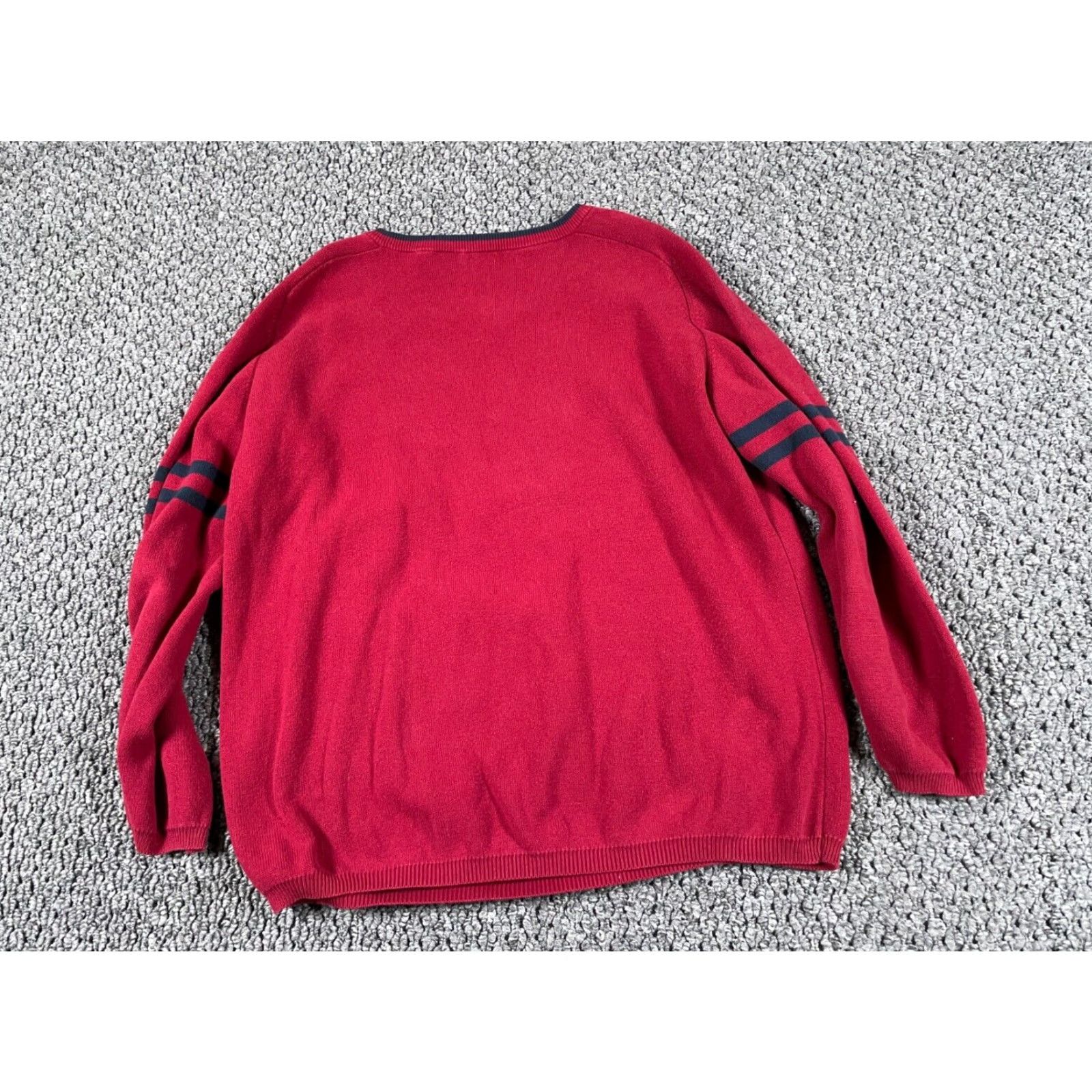 Vintage VINTAGE Utility Sweater Adult Large Red Y2K Striped Knit V-Neck Pullover Mens 90s Size US L / EU 52-54 / 3 - 2 Thumbnail