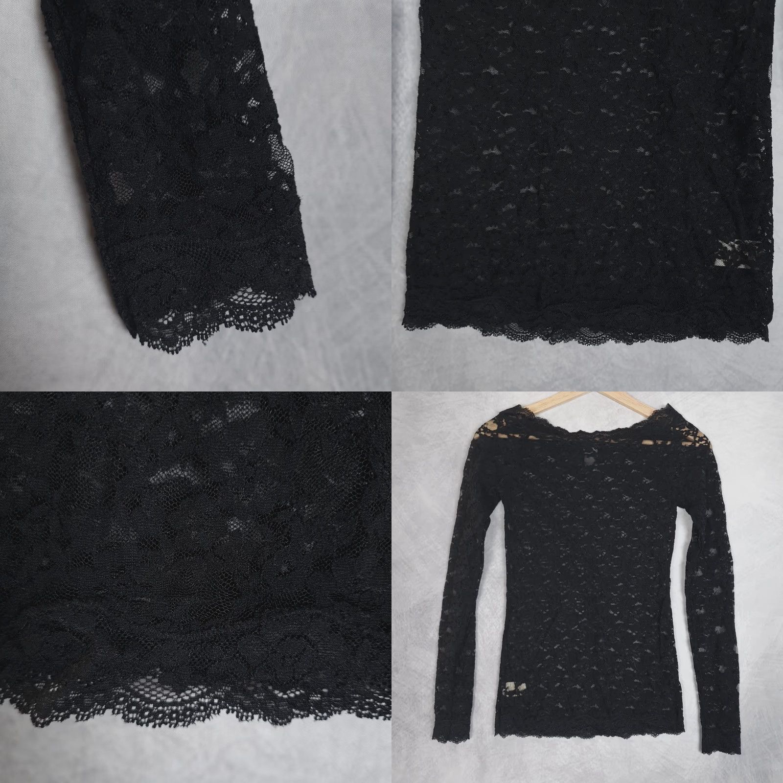 Free People VINTAGE Free People Top Womens XS Black Floral Lace Sheer Coquette Fairy Goth Y2K Size XS / US 0-2 / IT 36-38 - 9 Thumbnail