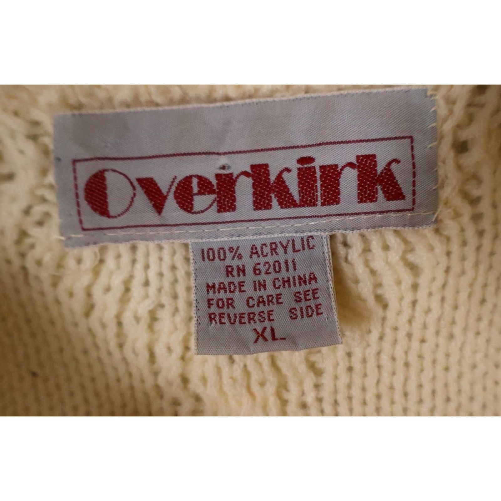 Vintage VINTAGE Overkirk 80s Cable Knit Sweater Men's XL Ivory Lightweight Acrylic Crewneck Pullover Casual Mens XL Ivory Retro Regular Fit Size US XL / EU 56 / 4 - 3 Thumbnail