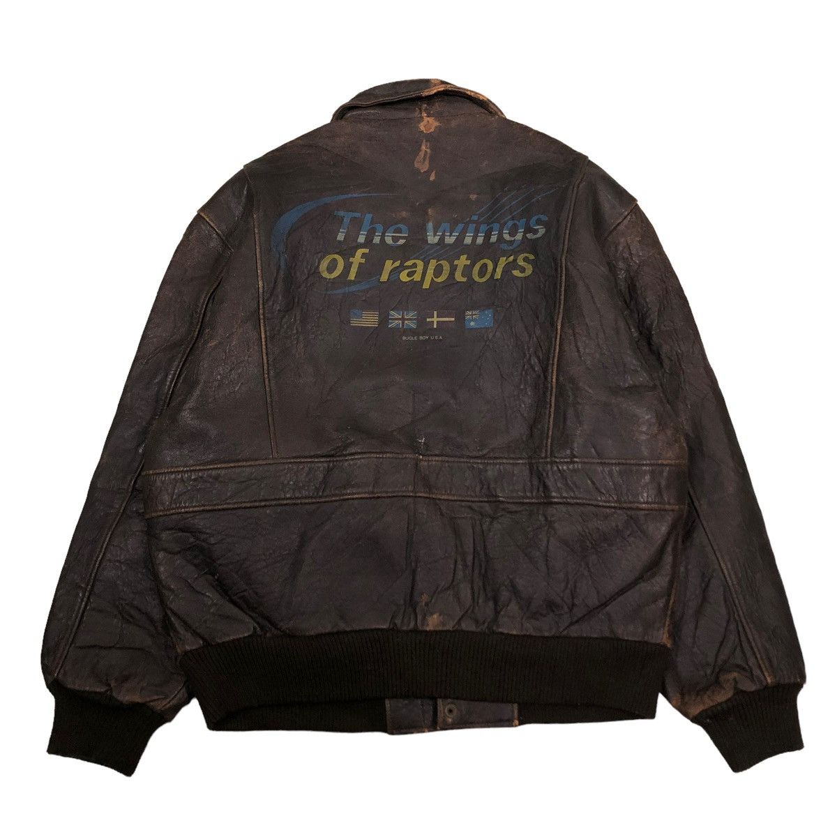 Vintage 🔥VINTAGE FLY GENUINE LEATHER JACKET BUGLE BIG LOGO Size US L / EU 52-54 / 3 - 1 Thumbnail