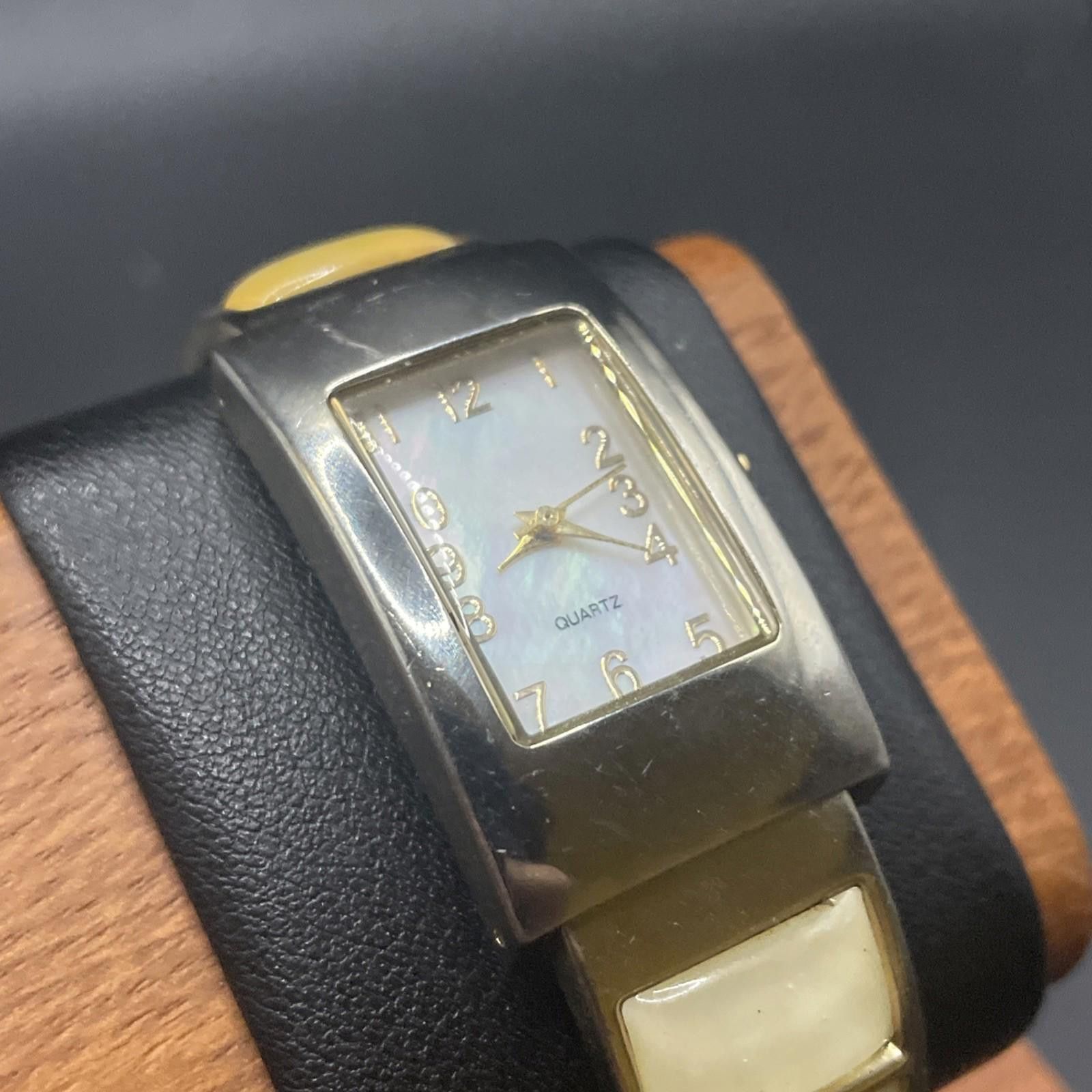The Unbranded Brand Women's Cuff Band Quartz Watch MOP Dial Gold Accents New Bat Size ONE SIZE - 1 Thumbnail