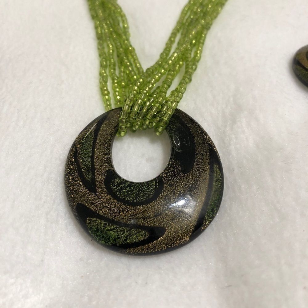 Other Glass Pendant Necklace with Earrings Set Size ONE SIZE - 3 Thumbnail