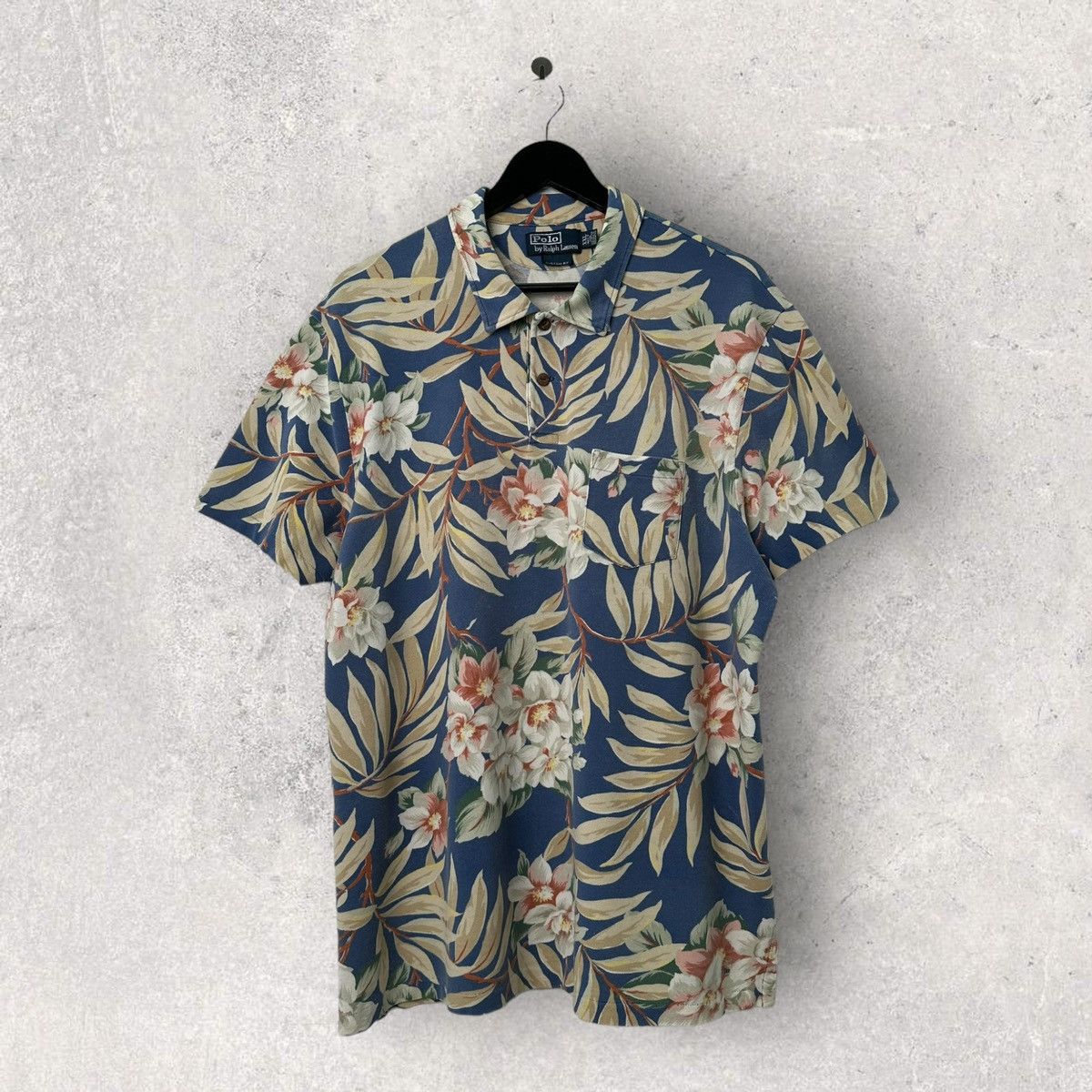 Vintage Polo Ralph Lauren Koi Fish Button Up Hawaiian Shirt Men Multi XL