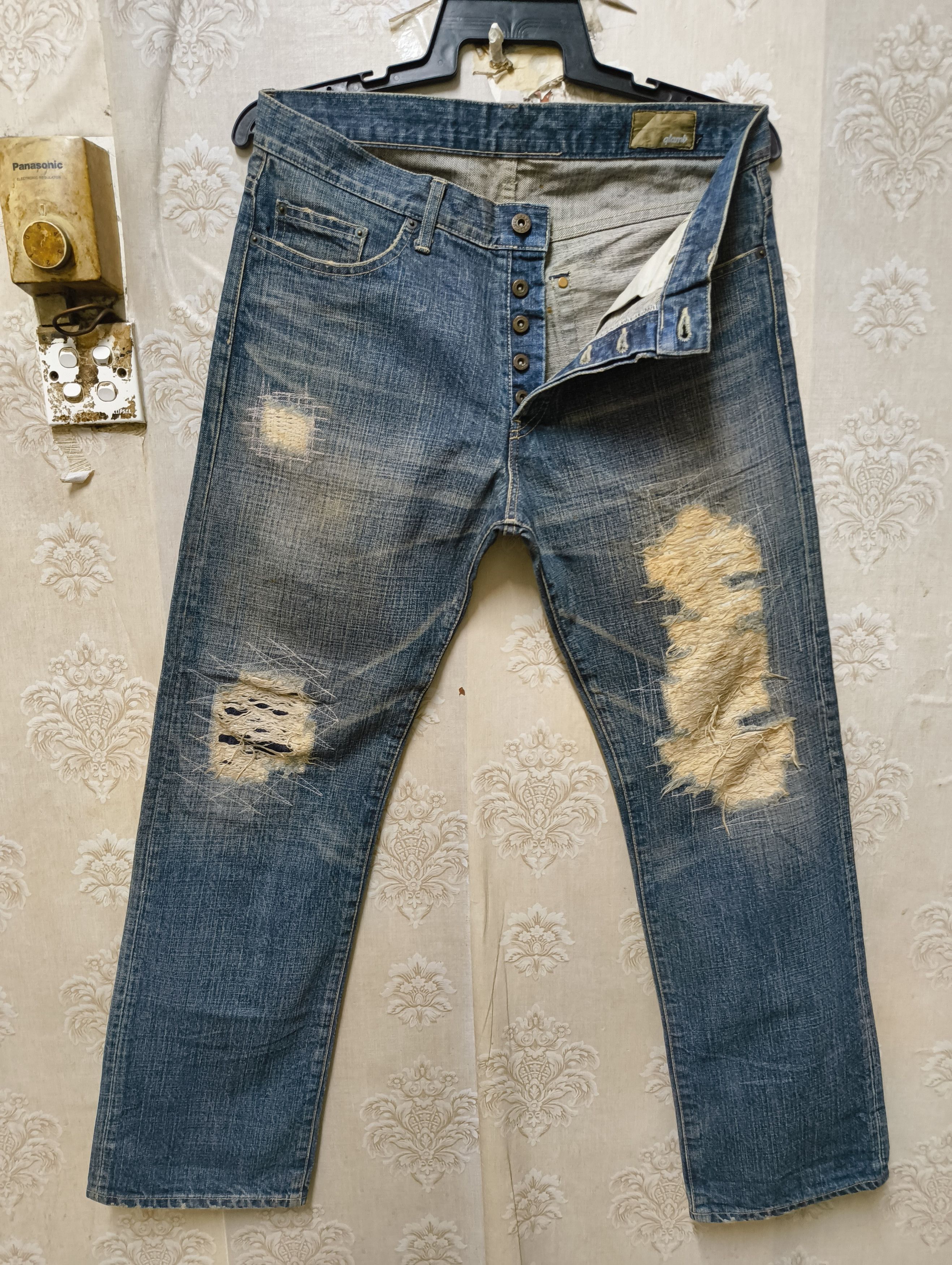 Japanese Brand VINTAGE GLAMB JAPAN DENIM DISTRESSED JEANS Size US 34 / EU 50 - 1 Thumbnail
