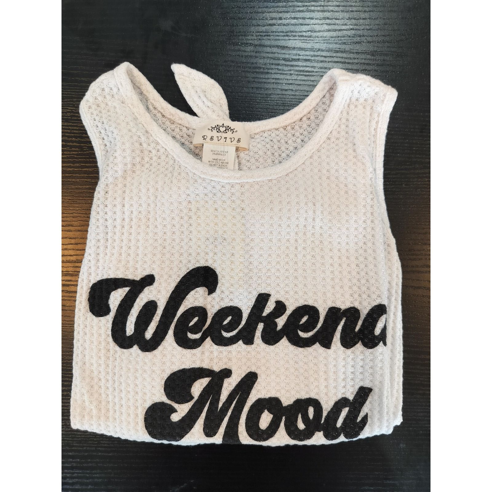 Other Revive Juniors L White Waffle Knit Top “Weekend Mood” Size L / US 10 / IT 46 - 5 Thumbnail