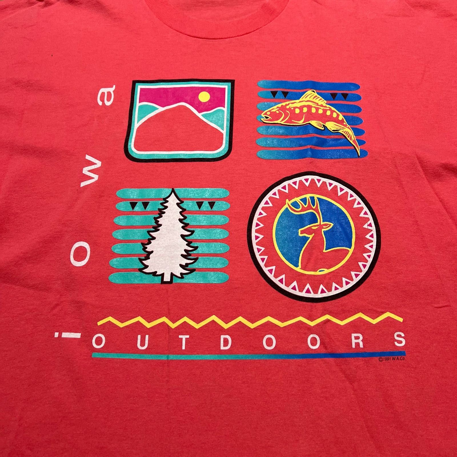 Vintage Vintage 90s Pink IOWA Outdoors Fishing Lake Graphic TShirt L Size US L / EU 52-54 / 3 - 2 Thumbnail