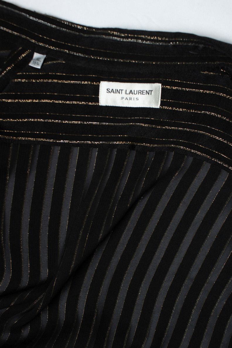 Saint Laurent Paris Saint Laurent, black gold sheer striped lurex shirt Size US M / EU 48-50 / 2 - 5 Thumbnail