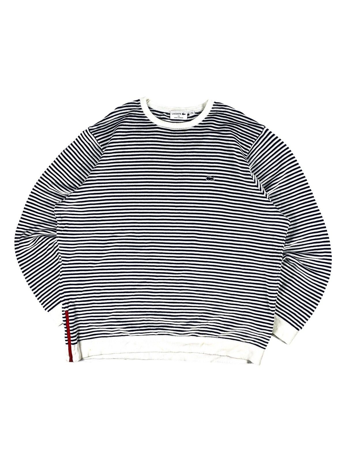 Pre-owned Lacoste Basic Striped Sweaters With Small Logo Size 3xl In Black White