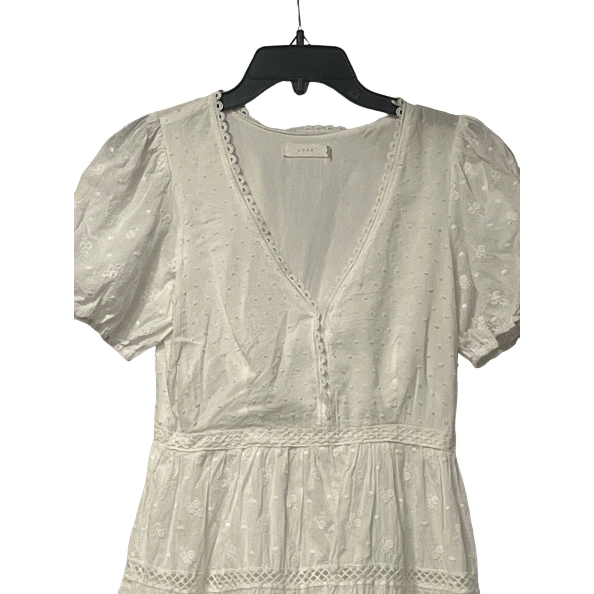 Other Lush Junior’s Puff Sleeve V-neck Tiered Dress, White, Sz. M Size M / US 6-8 / IT 42-44 - 7 Thumbnail