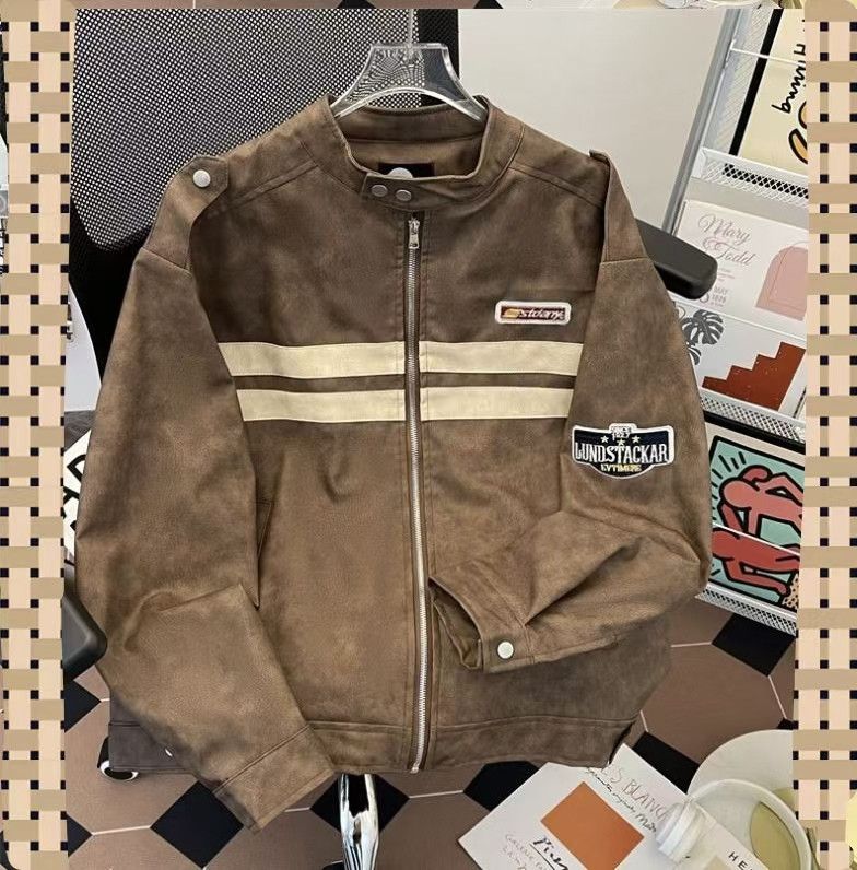 Vintage Vintage Brown Faux Suede Moto Jacket Size US M / EU 48-50 / 2 - 1 Thumbnail