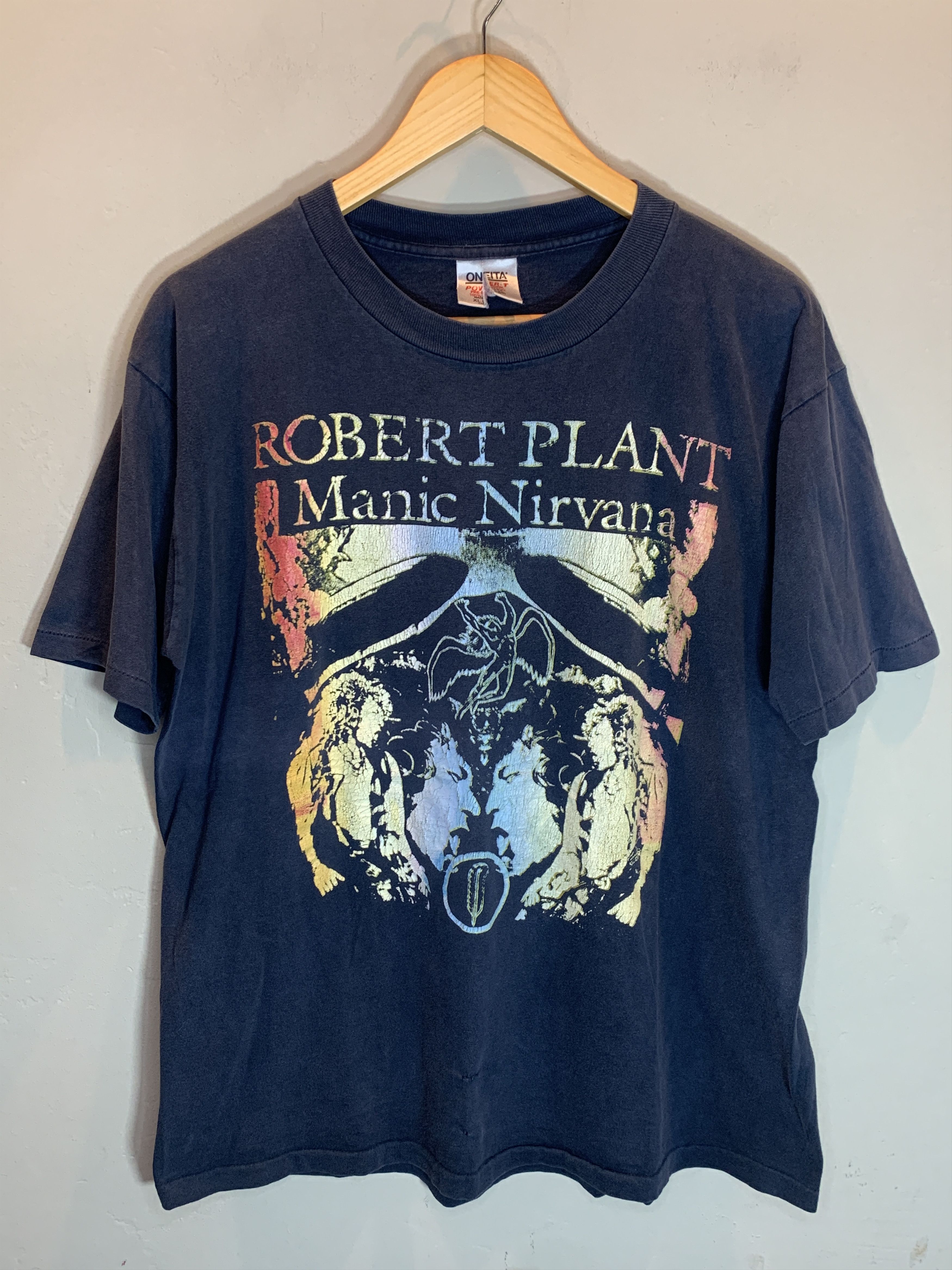 Band Tees RARE* Vintage 1990 Robert Plant Manic Nirvana Zeppelin Shirt Size US XL / EU 56 / 4 - 1 Thumbnail