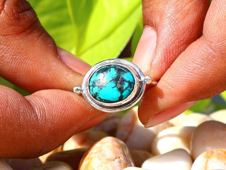 Handmade Green Turquoise Ring, 925 Silver Ring, December Birthstone Size ONE SIZE - 6 Thumbnail