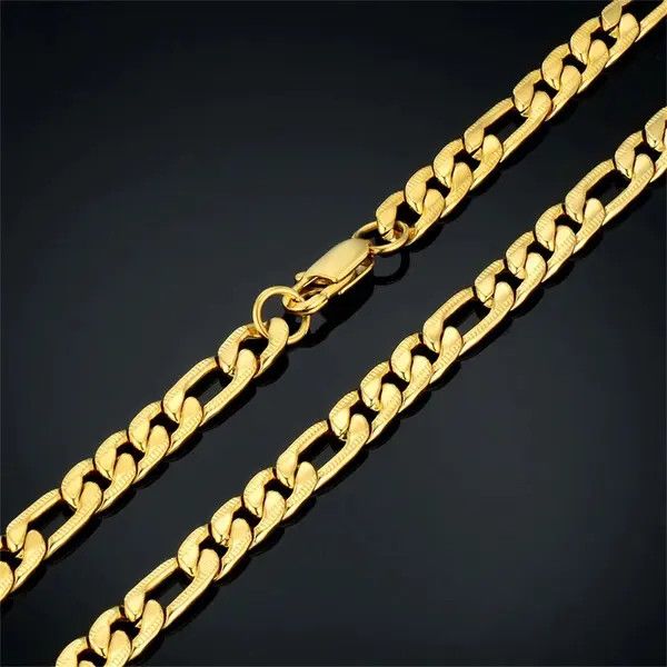 VIBE Gold Chain Figaro Necklace 21.7in 7mm Size ONE SIZE - 3 Thumbnail