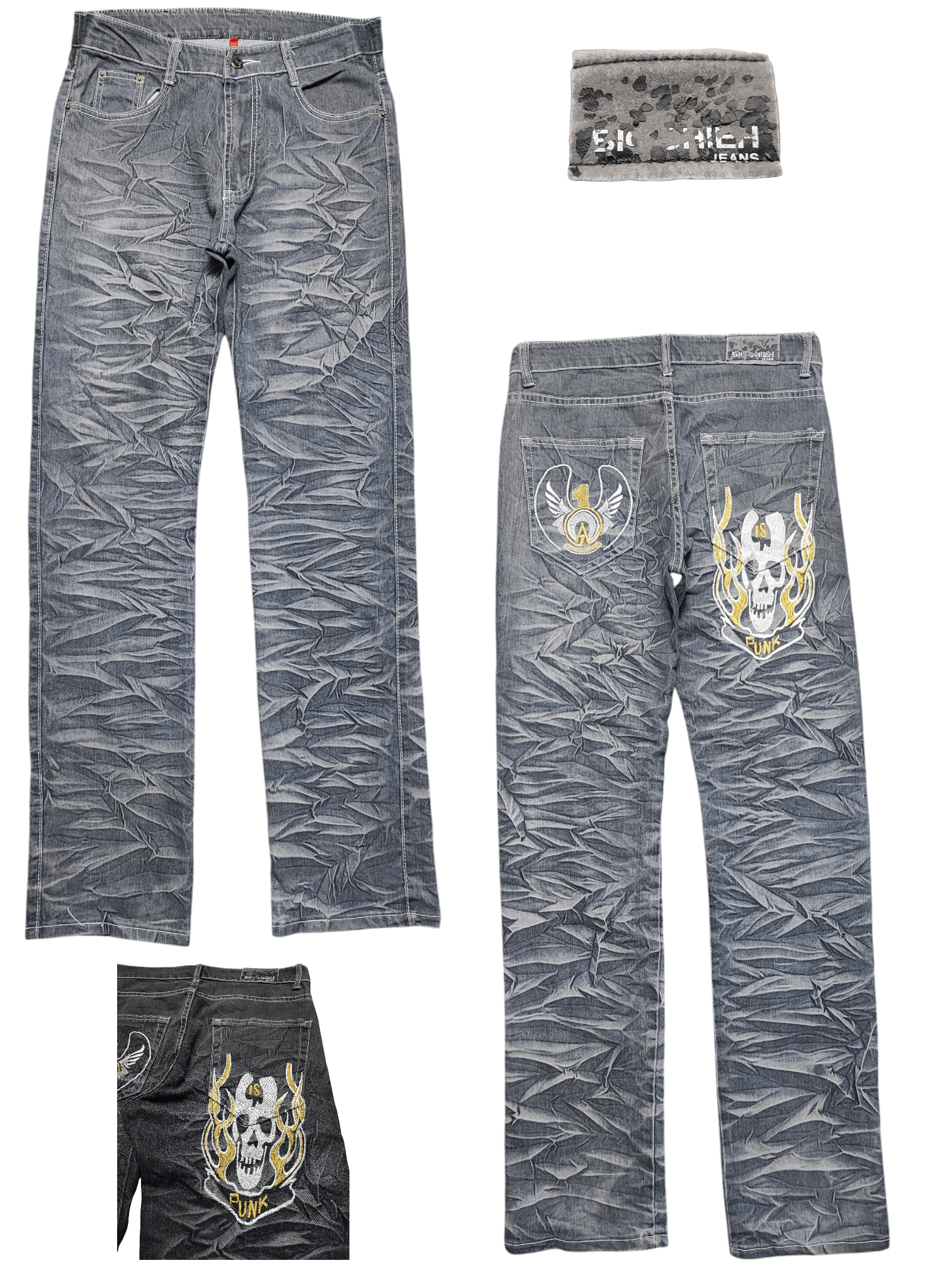 Affliction × Japanese Brand Skull Punk Embroidered Denim Jeans Size US 30 / EU 46 - 1 Thumbnail