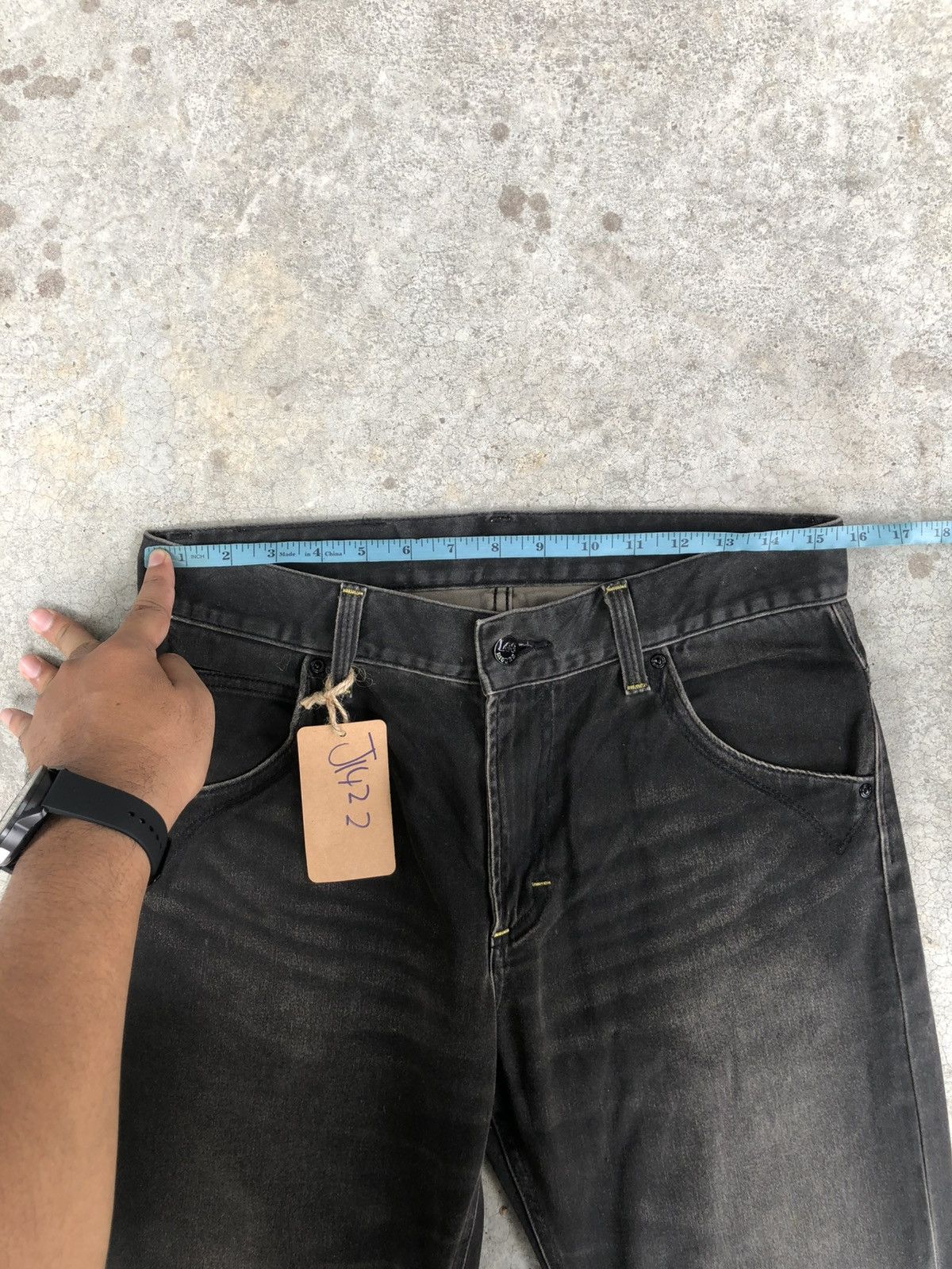 If Six Was Nine Japanese Lee Flared Jeans Distressed Suede Size US 31 - 21 Thumbnail