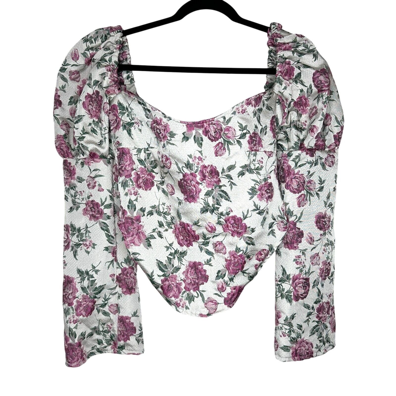Other Olivia Rose The Label Floral Square Neck Puff Sleeve Crop XL Size XL / US 12-14 / IT 48-50 - 2 Thumbnail