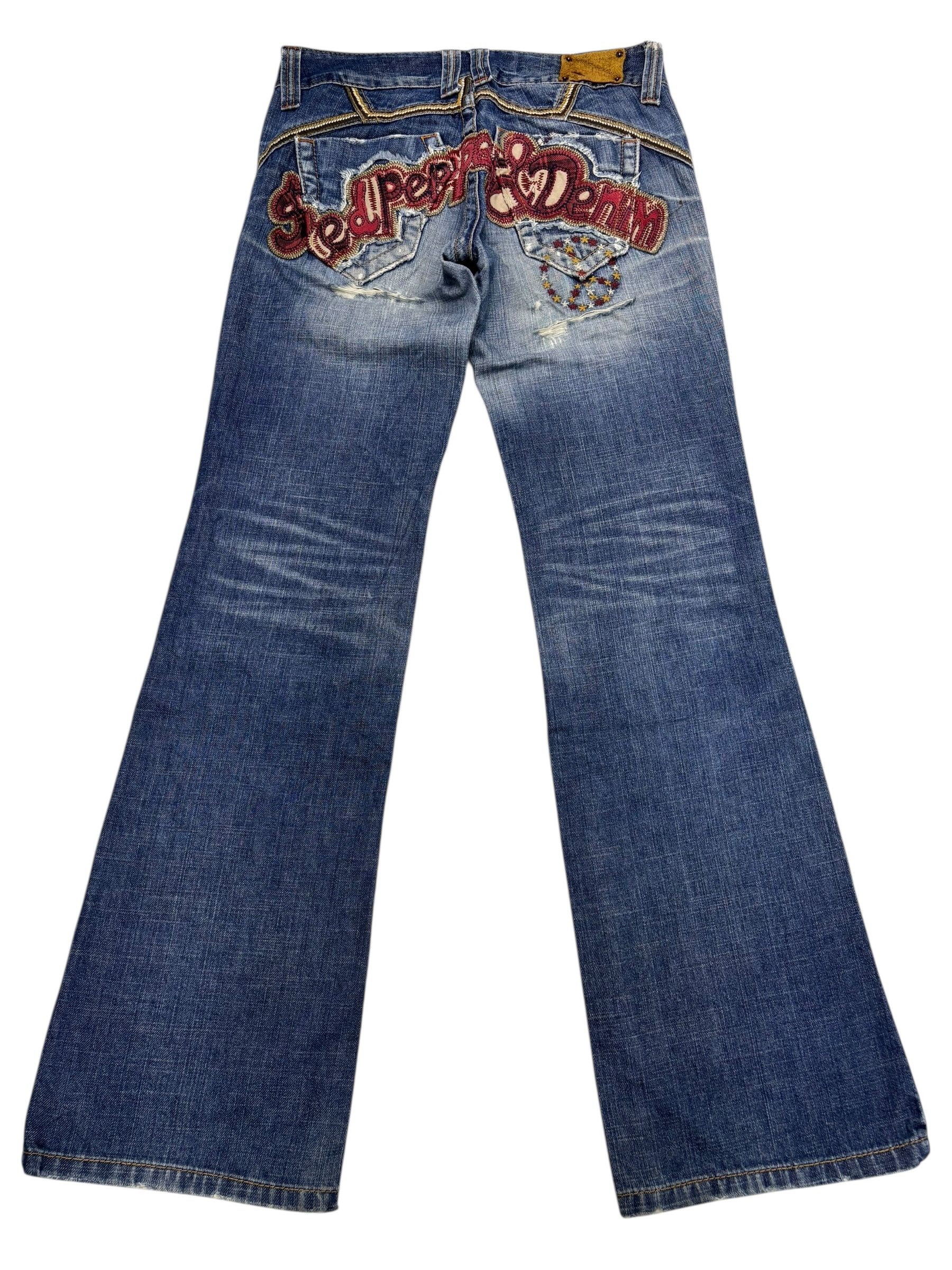 If Six Was Nine 🔥RED PEPPER FLARE JEANS DISTRESS PUNK DENIM JEANS Size US 30 / EU 46 - 1 Thumbnail