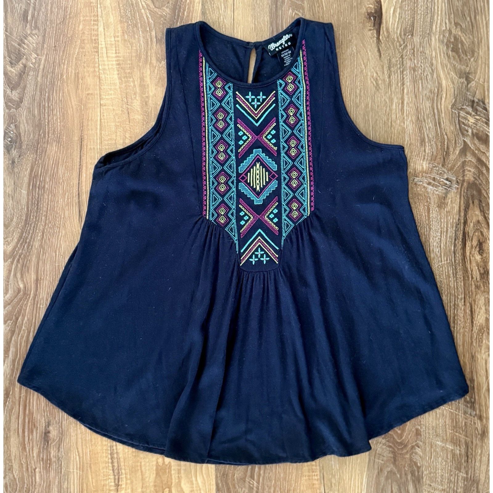 Wrangler Wrangler Retro Black Multicolor Embroidered Aztec Design Top Size M / US 6-8 / IT 42-44 - 5 Thumbnail