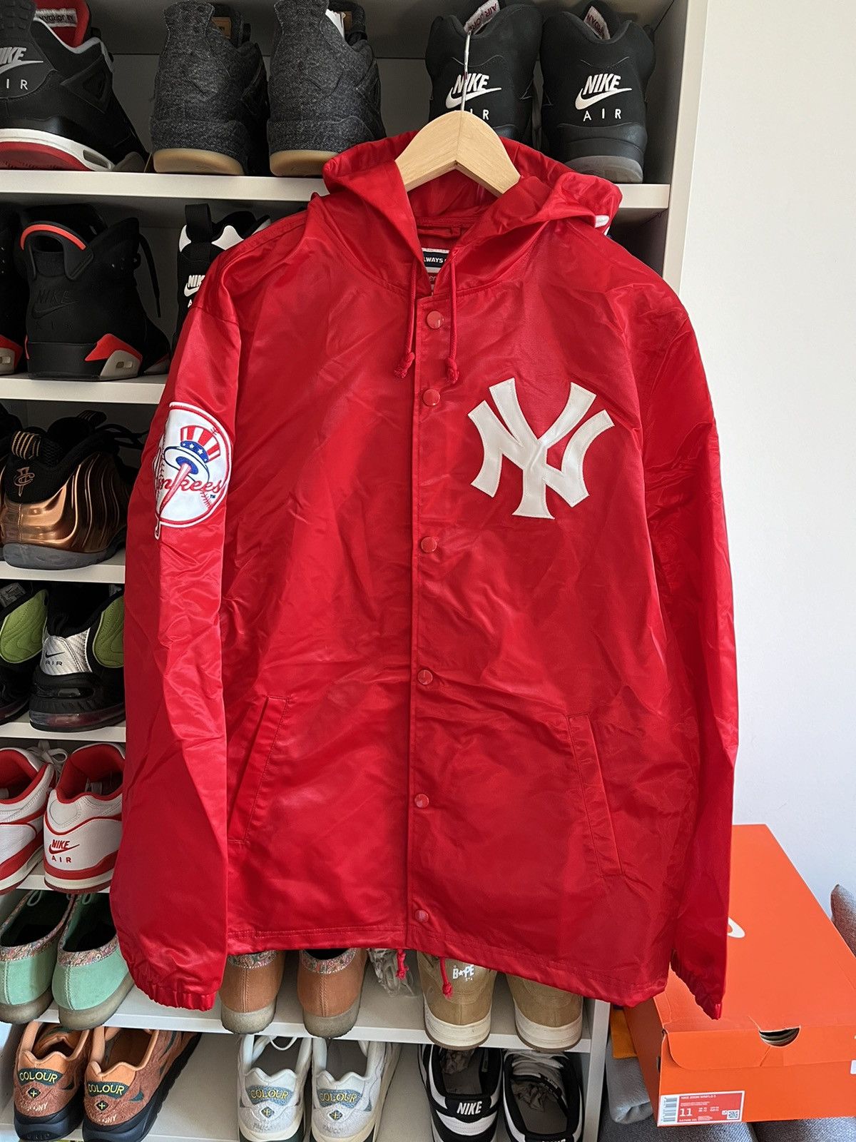 New York Yankees × Supreme Supreme x New York Yankees Satin Hooded 