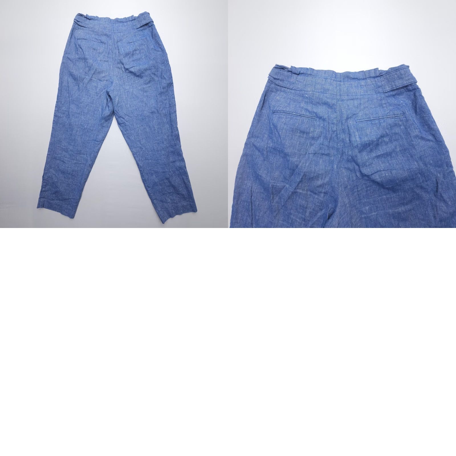Ann Taylor Ann Taylor Linen Cotton High Rise Relaxed Taper Pants Size 8 Blue Coastal Pleat Size 30" / US 8 / IT 44 - 8 Thumbnail