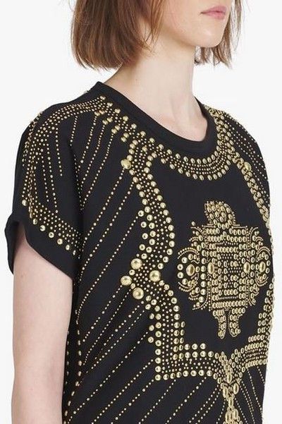 Balmain o1y0625 T-Shirt in Black/Gold Size XS / US 0-2 / IT 36-38 - 2 Thumbnail