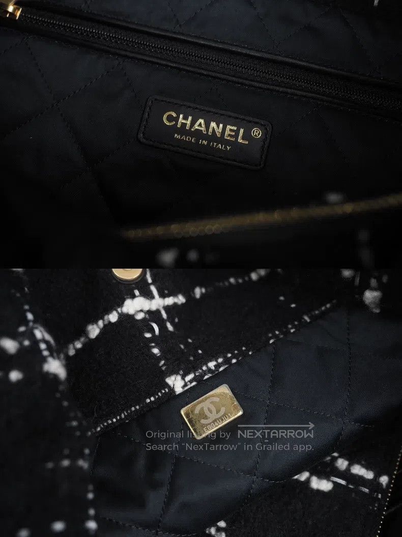 Chanel Chanel Black and White Herringbone 22BAG Medium Size Color Size ONE SIZE - 7 Thumbnail