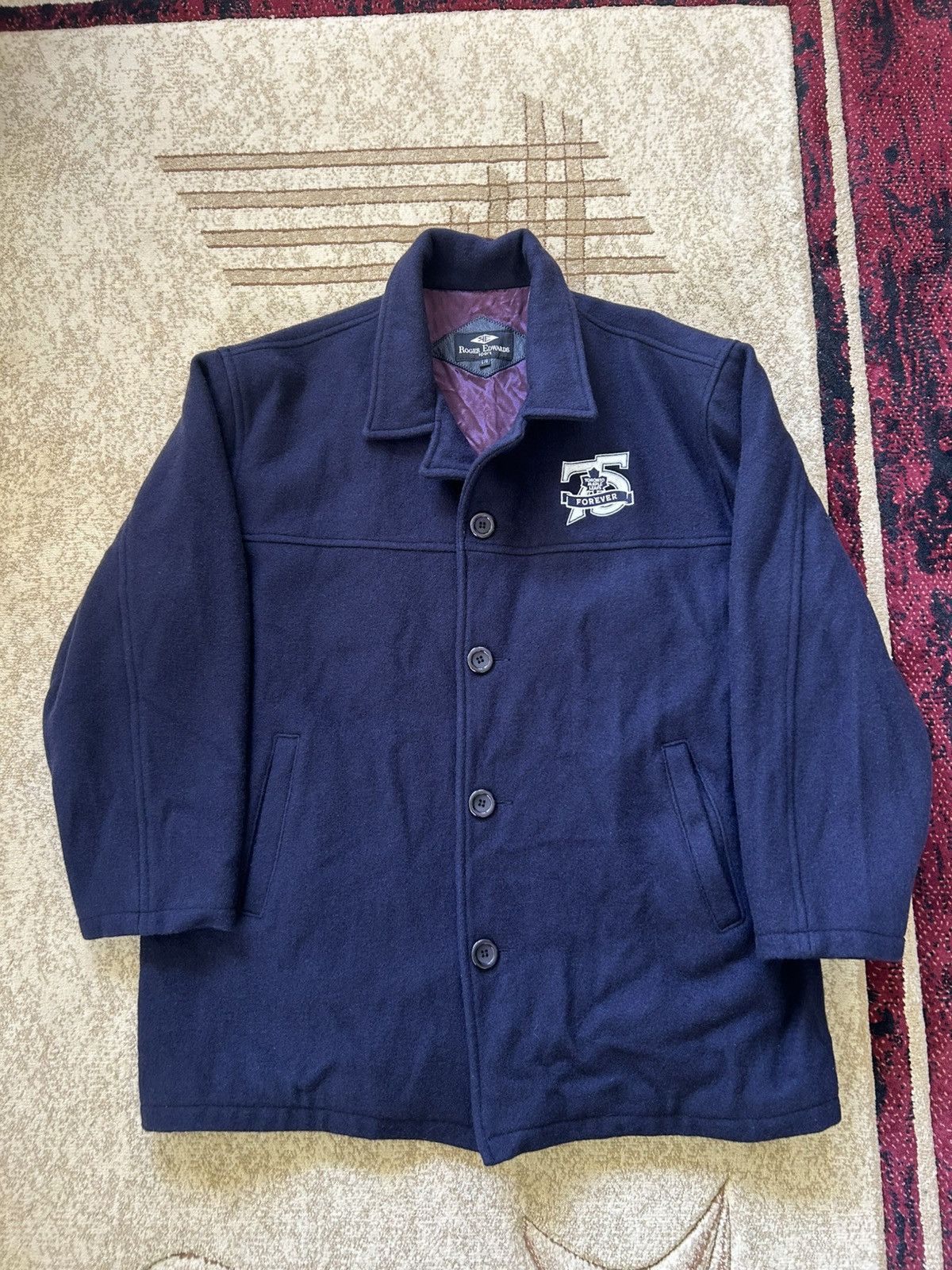 Vintage Roger Edwards Toronto Maple Leafs Wool Suede Car Coat Size US L / EU 52-54 / 3 - 1 Thumbnail