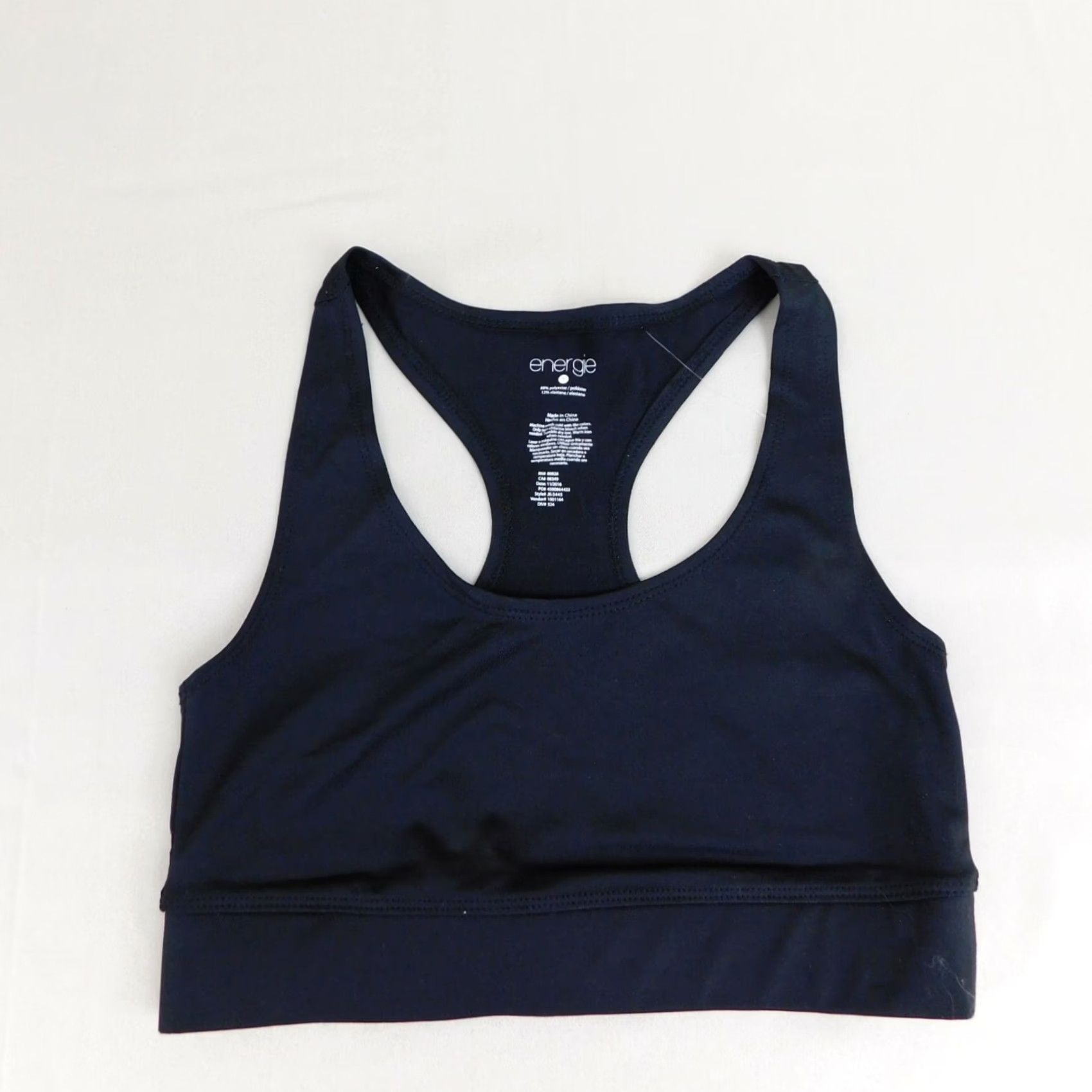Energie Energie Black Wireless Light Support Racerback Sports Bra Small S Womens Banded Spandex Polyester Blend Formfitting Activewear Bra Size ONE SIZE - 2 Thumbnail