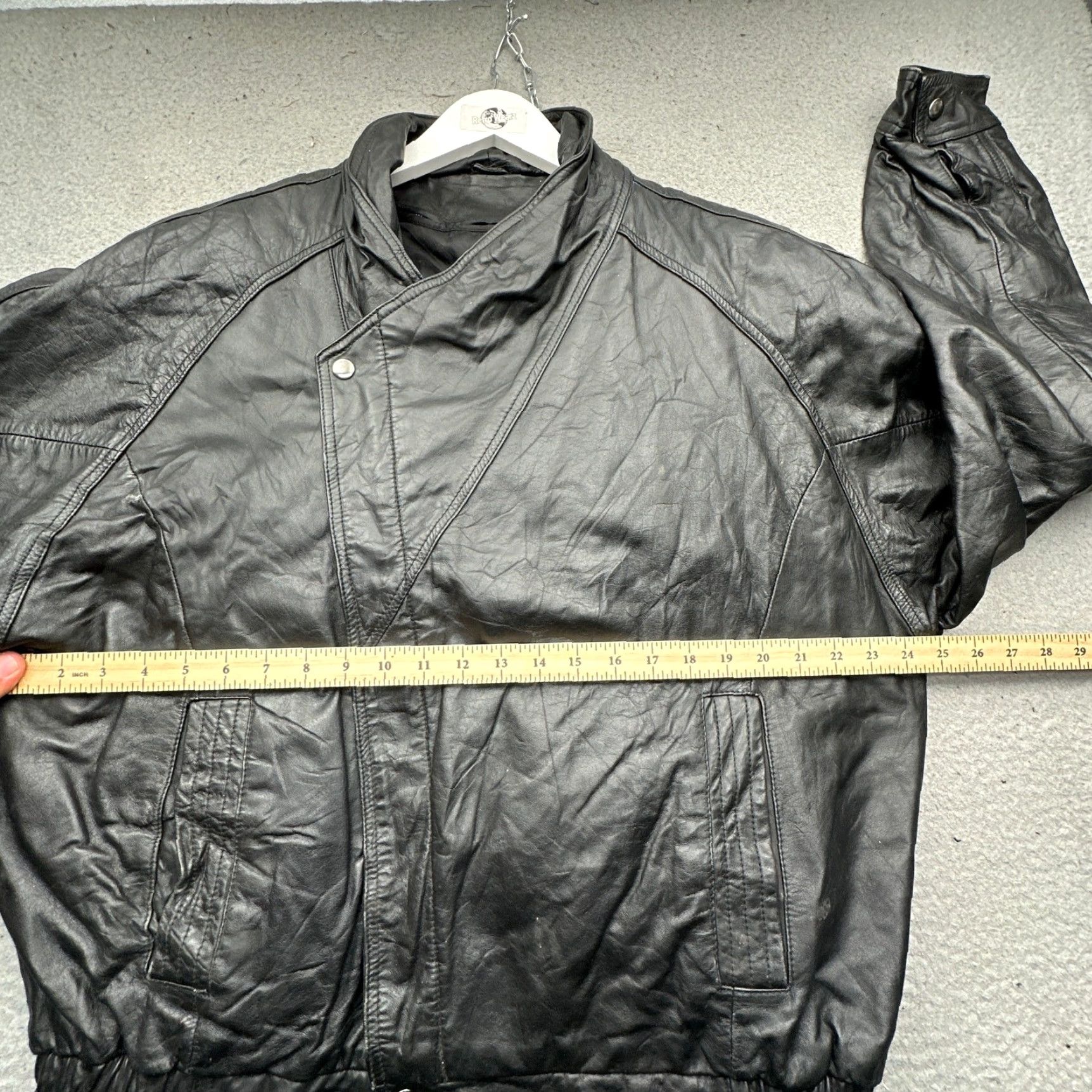 Ben Sherman VINTAGE Bermans Leather Moto Jacket Mens Large Long Black Lined Rider Jacket Size US L / EU 52-54 / 3 - 4 Thumbnail