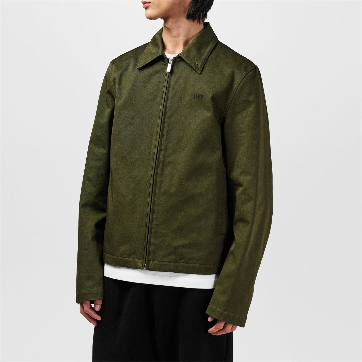Off-White o1g2r1mq0326 Arrow Long Sleeve Zip Overshirt in Khaki Size US XXL / EU 58 / 5 - 3 Thumbnail