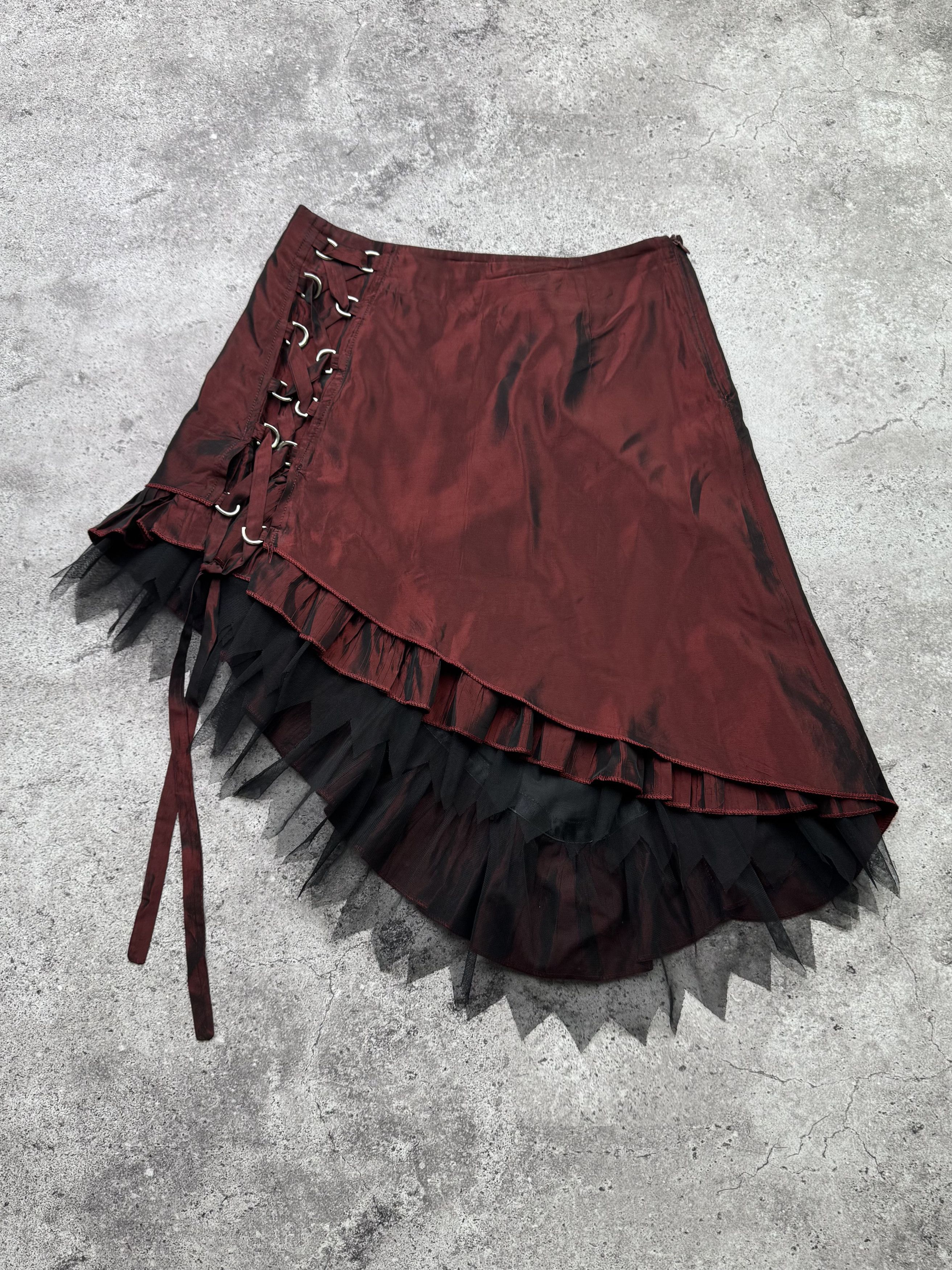 Vintage Vintage Midi Asymmetry Flare Skirt Bondaged C590(V235)(E8) Size 28" / US 6 / IT 42 - 1 Thumbnail