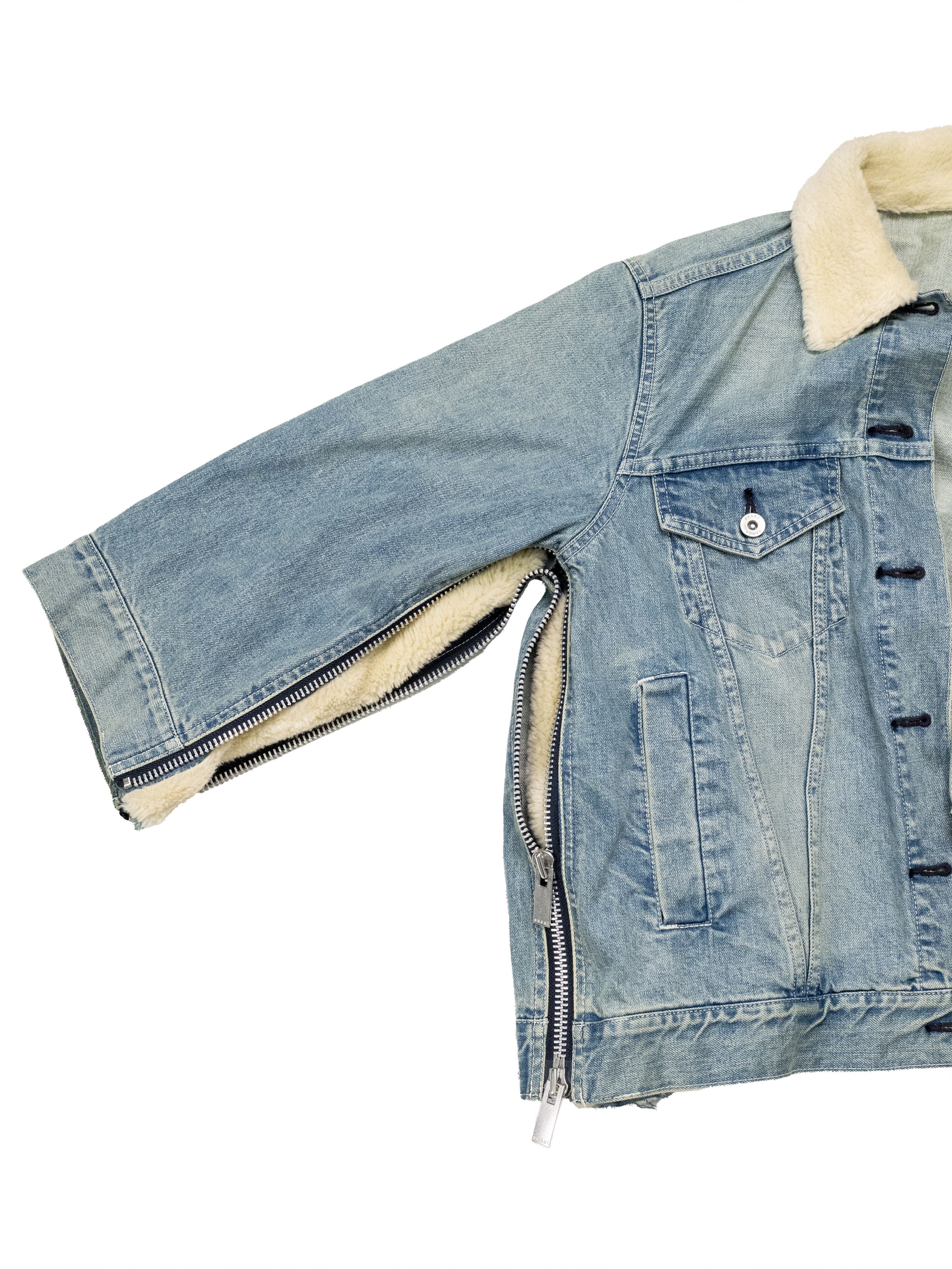 Sacai Sacai Blue Washed Denim Jackets With Fur Collar Size S / US 4 / IT 40 - 4 Thumbnail