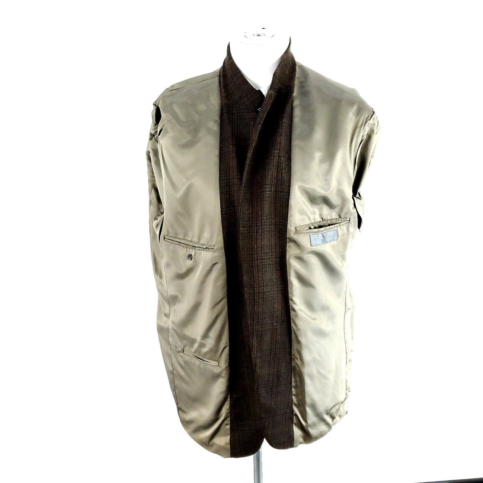Oscar De La Renta Oscar De La Renta Tweed Lambswool 2 Button Sport Coat 44R Br Size 44R - 9 Thumbnail